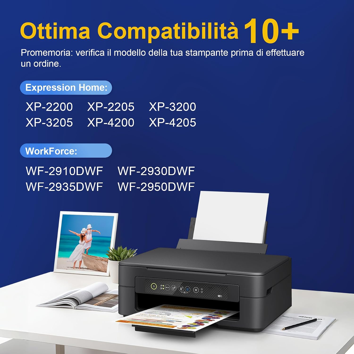 Detalle de ColorKing Cartucce Compatibili per Epson XP-2200/XP-4200 e WorkForce WF: alta capacità, installazione semplice