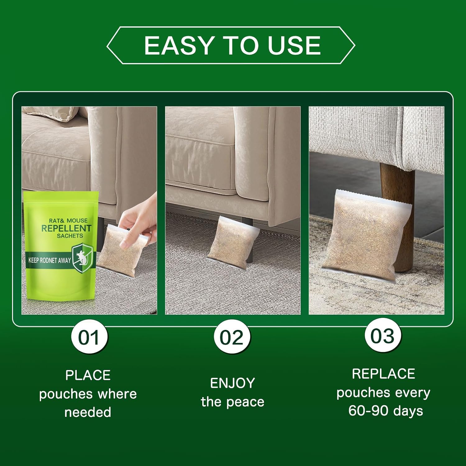 Thumbnail 5 de Rat & Pest Repellent with Peppermint Oil — 6-Pack Rodent & Insect Deterrent Pouches