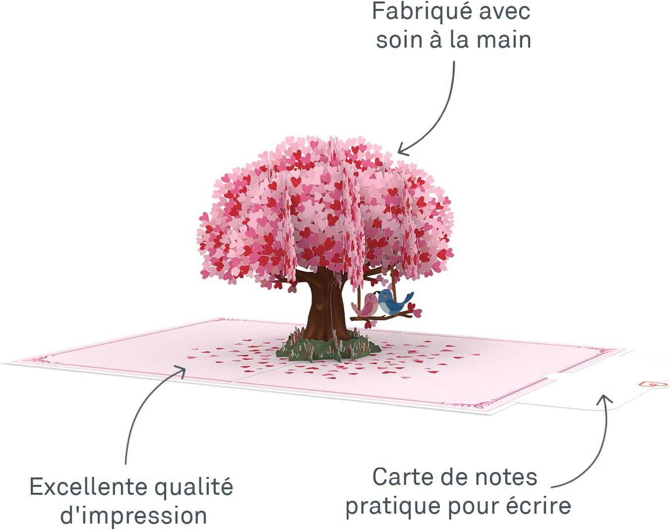 Thumbnail 1 de papercrush® Carte pop up « Arbre à cœurs avec tourterelles » 3D – Carte d’amour romantique