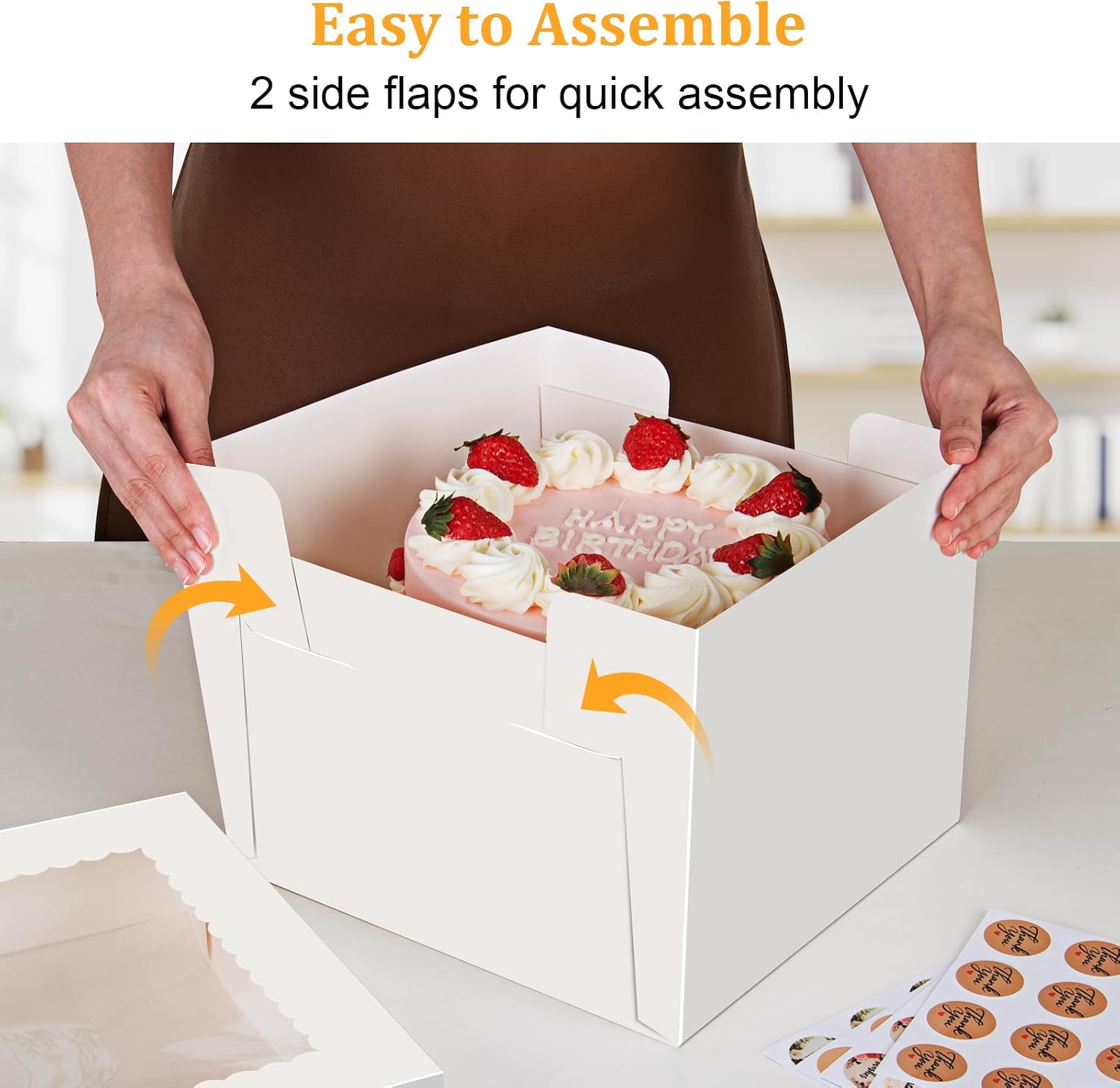 Detalle 2 de Essenya 10x10x8-Inch Tall Cake Boxes with Window, 15-Pack