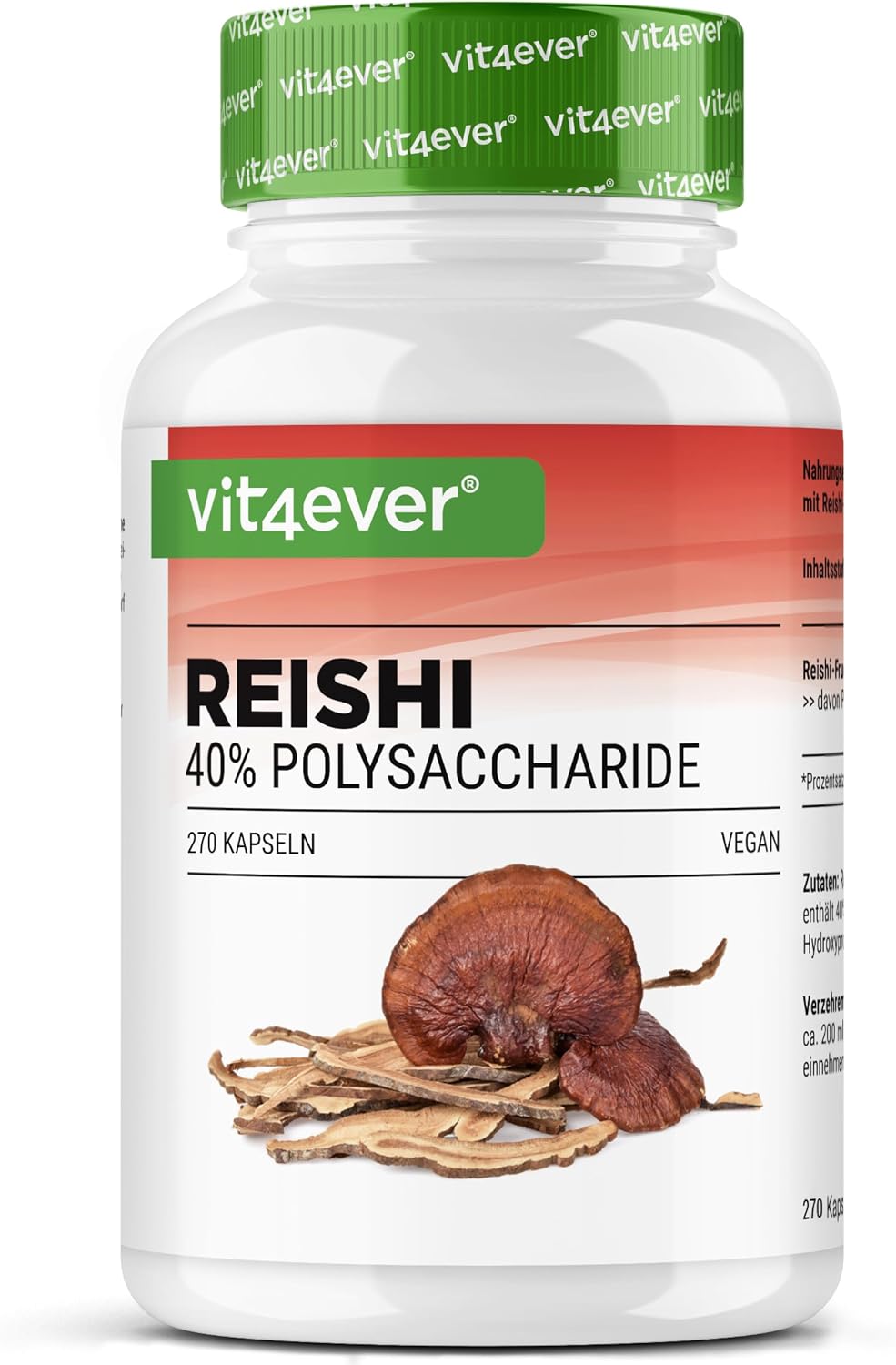 Detalle de Reishi 270 cápsulas veganas 1300 mg