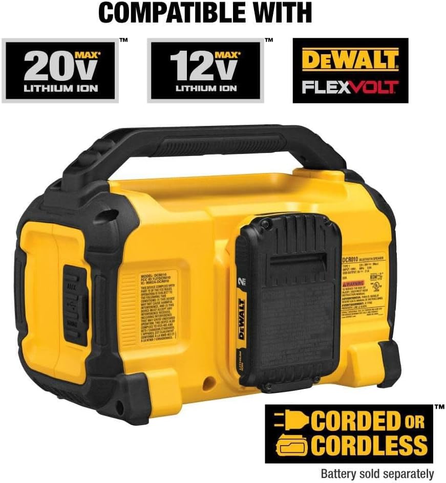 Detalle 1 de DEWALT DCR010 Bluetooth Jobsite Speaker 100 ft