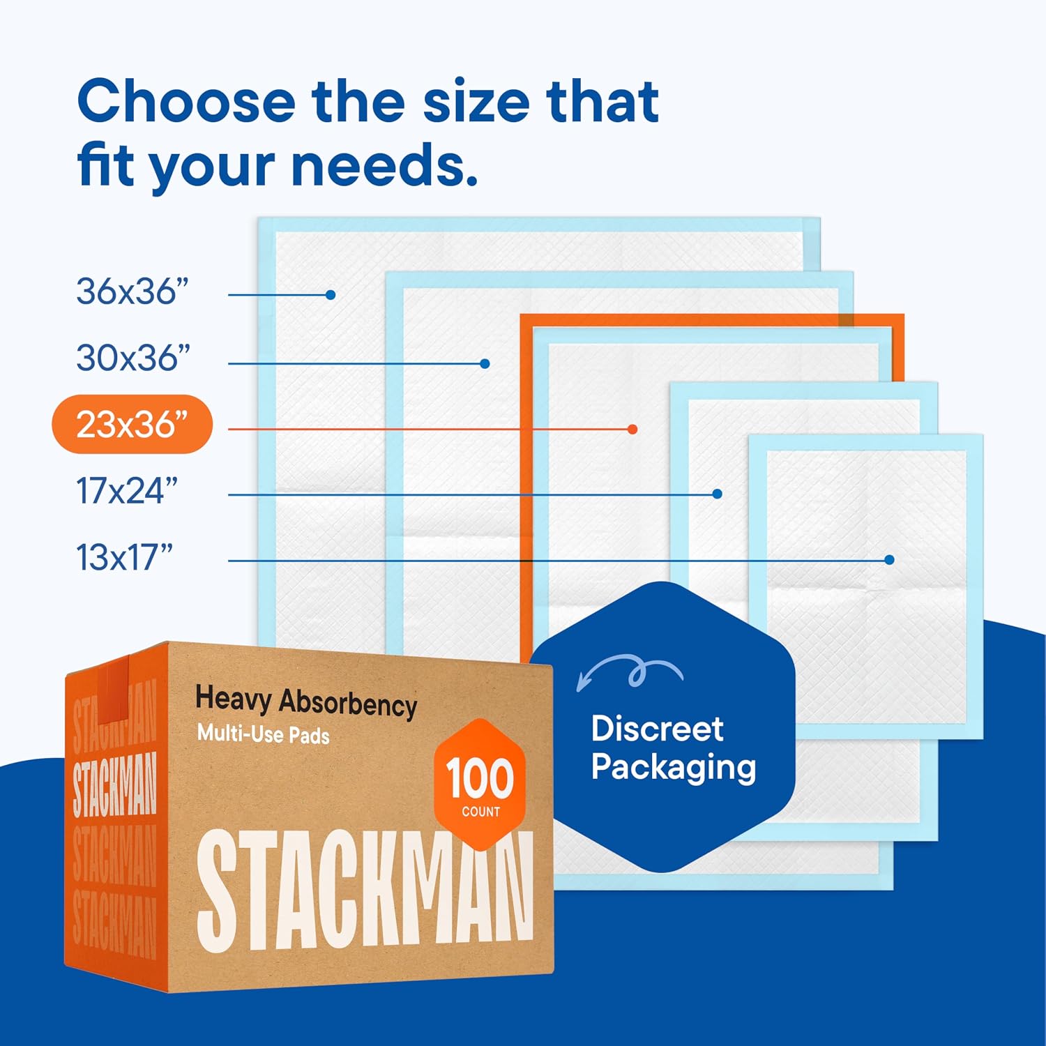 Detalle de Stack Man VP2336-100PK Disposable Underpads, 100-Pack, Five-Layer Design