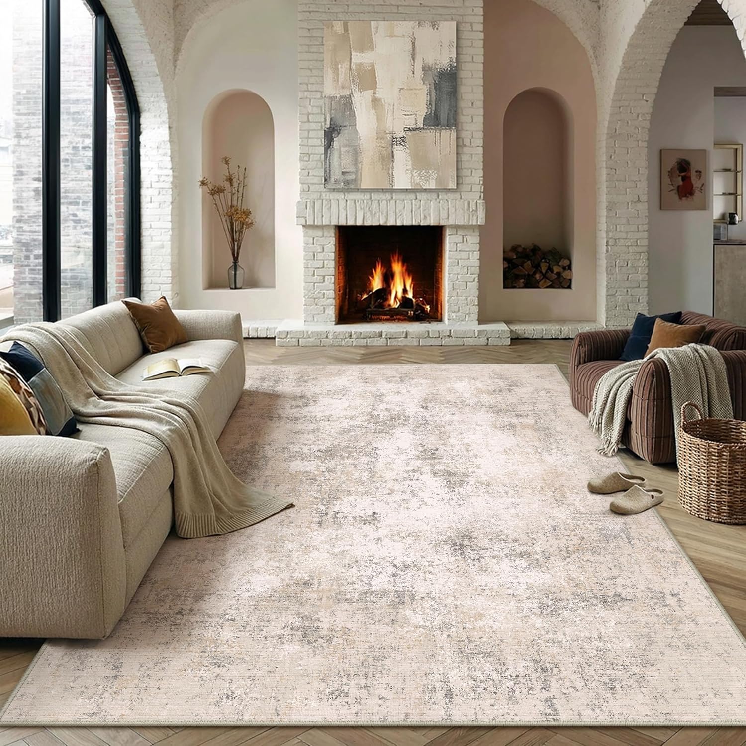 Detalle de PureCozy Beige Abstrakter Teppich 240x300 cm