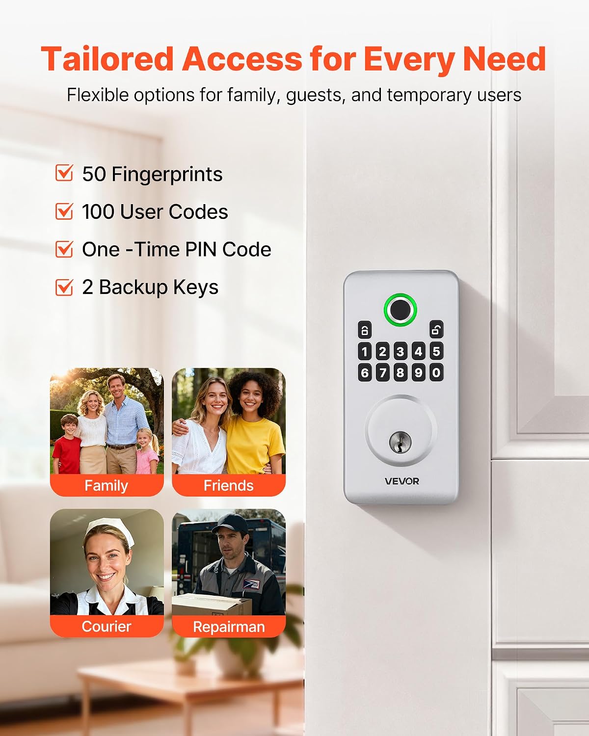 Thumbnail 1 de VEVOR Fingerprint Door Lock, Aluminum Alloy