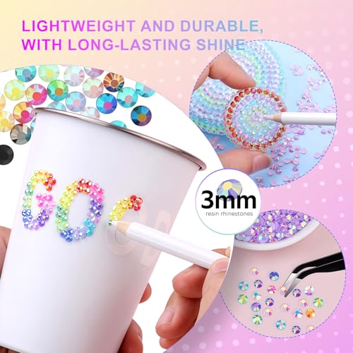Detalle de CHSEEO 48000Pcs Resin Jelly Rhinestones 48 Colours Nail Gems Bedazzling Kit