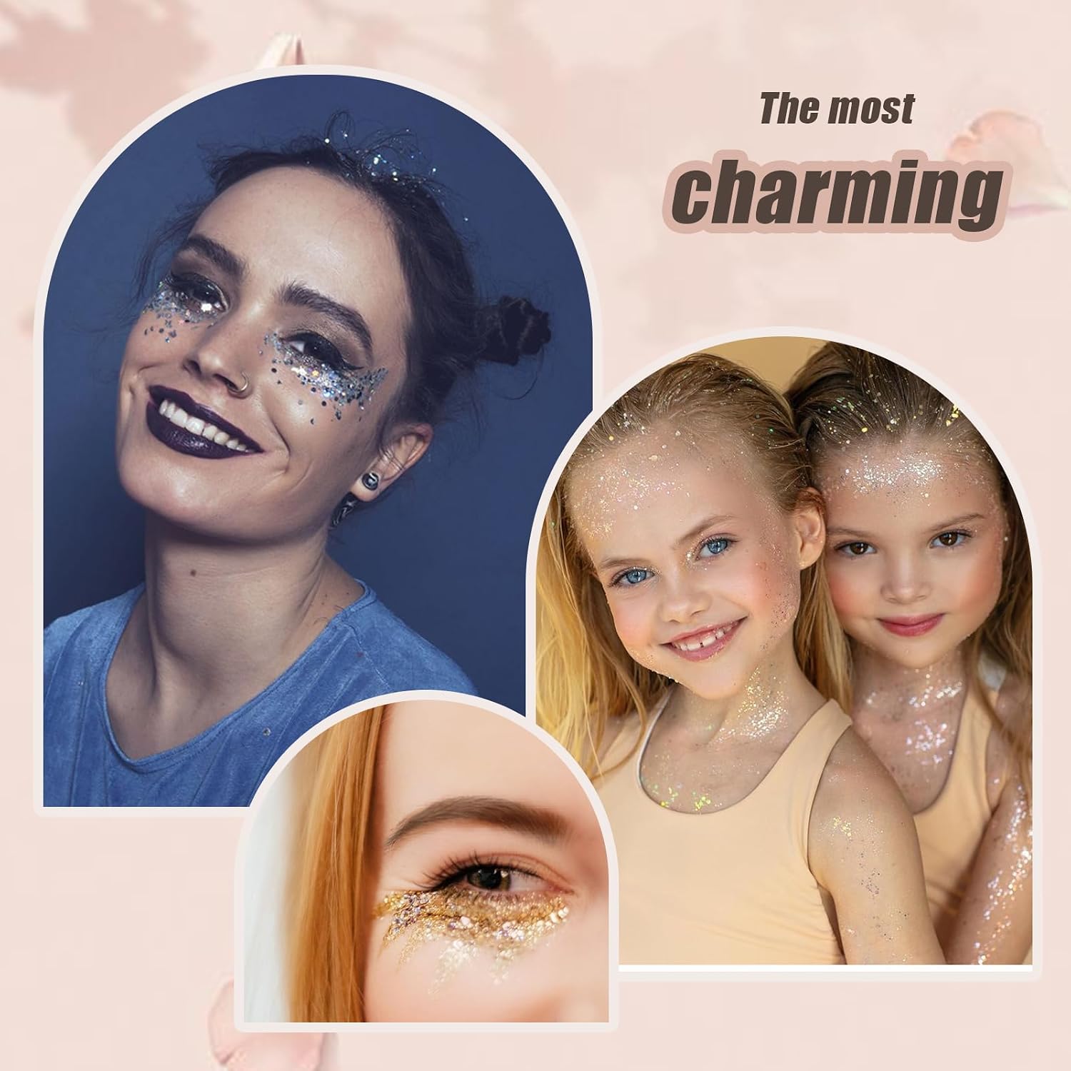 Detalle 2 de Prehot G-001 Chunky Face and Body Glitter Gel, Five-Color Sequins