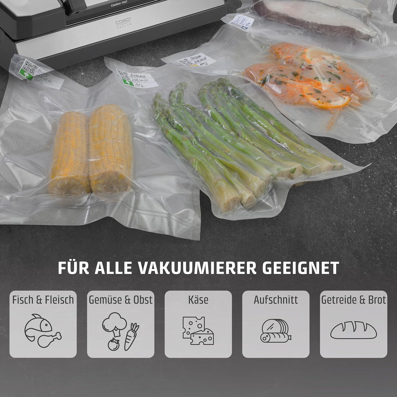 Detalle de CASO 8 Sterne Profi-Vakuumfolienrollen 20 x 600 cm – 2 Rollen, BPA-frei, 150 µm