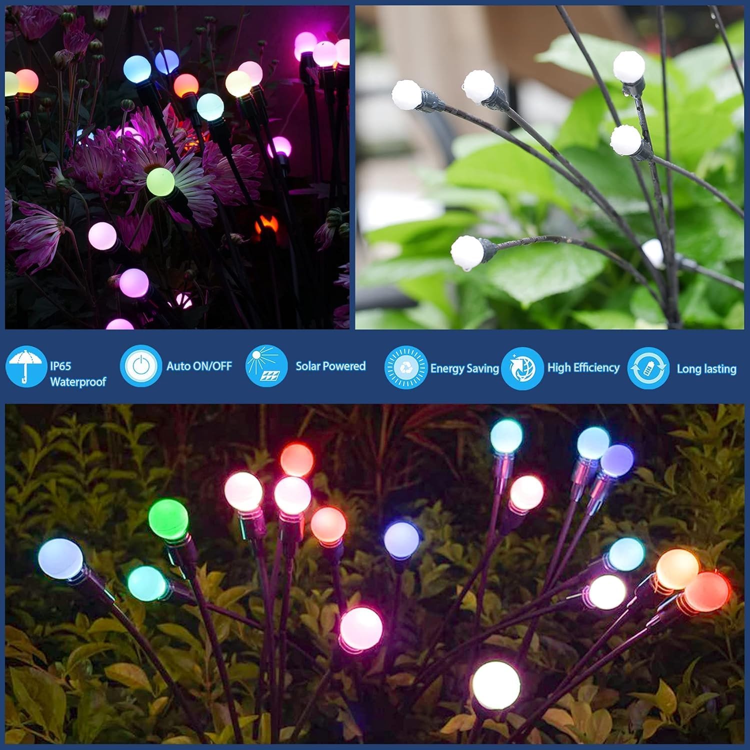Thumbnail 2 de DooYard Solar Garden Lights 4 Pack: Starburst Swaying RGB Outdoor Lights