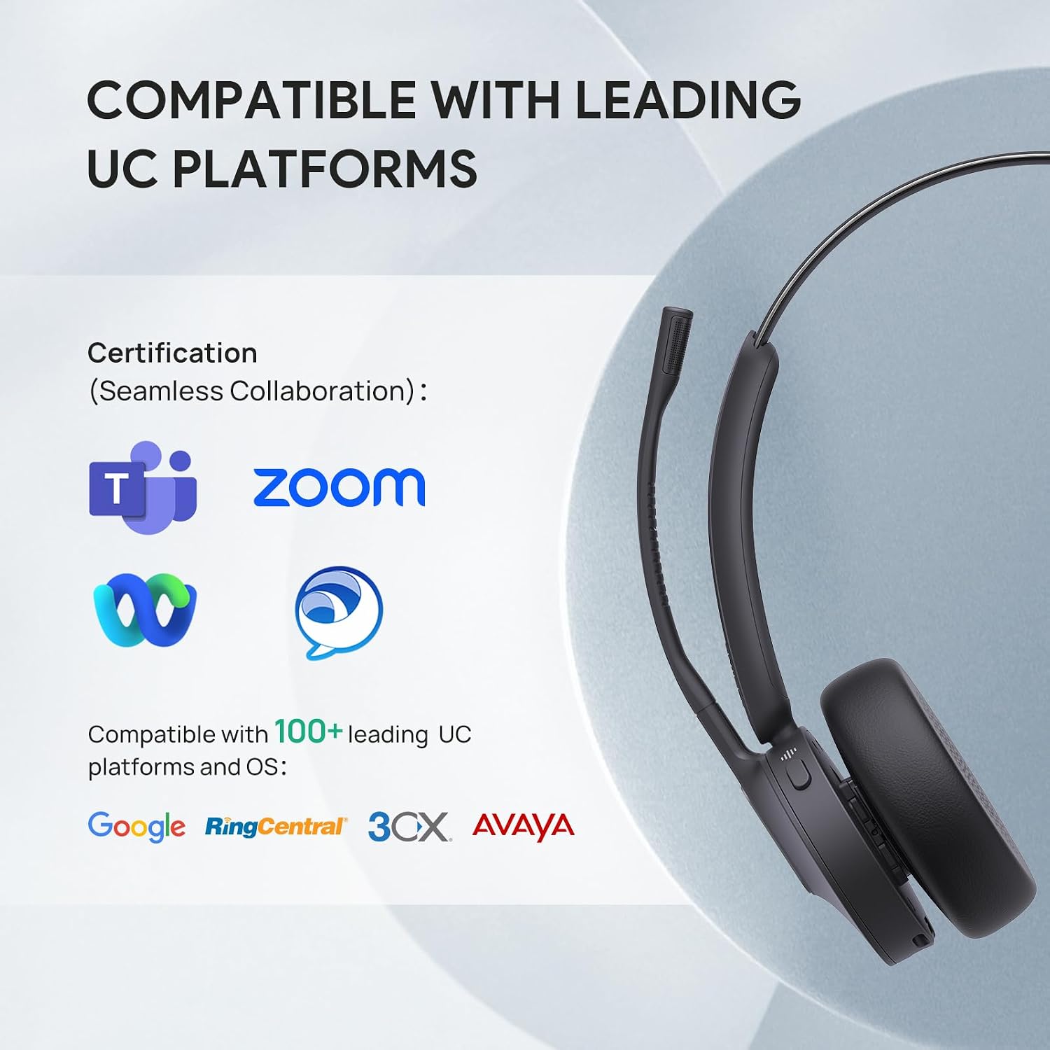 Detalle 2 de Yealink BH70 Mono Teams Wireless Bluetooth Headset with ANC, 35-Hour Talk Time