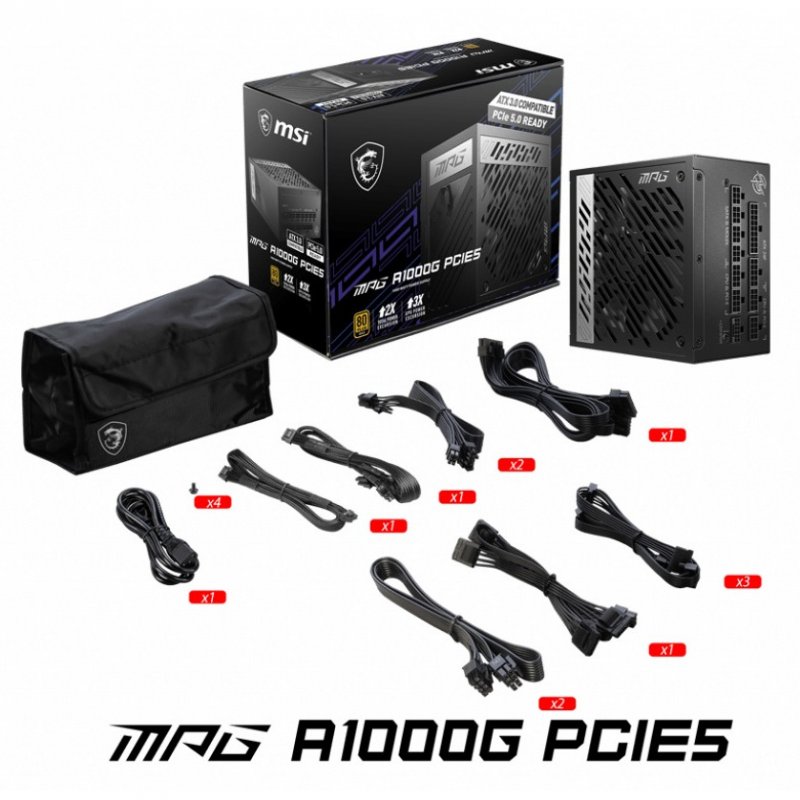 Thumbnail 2 de MSI MPG A1000G fuente 1000W 80+ Gold
