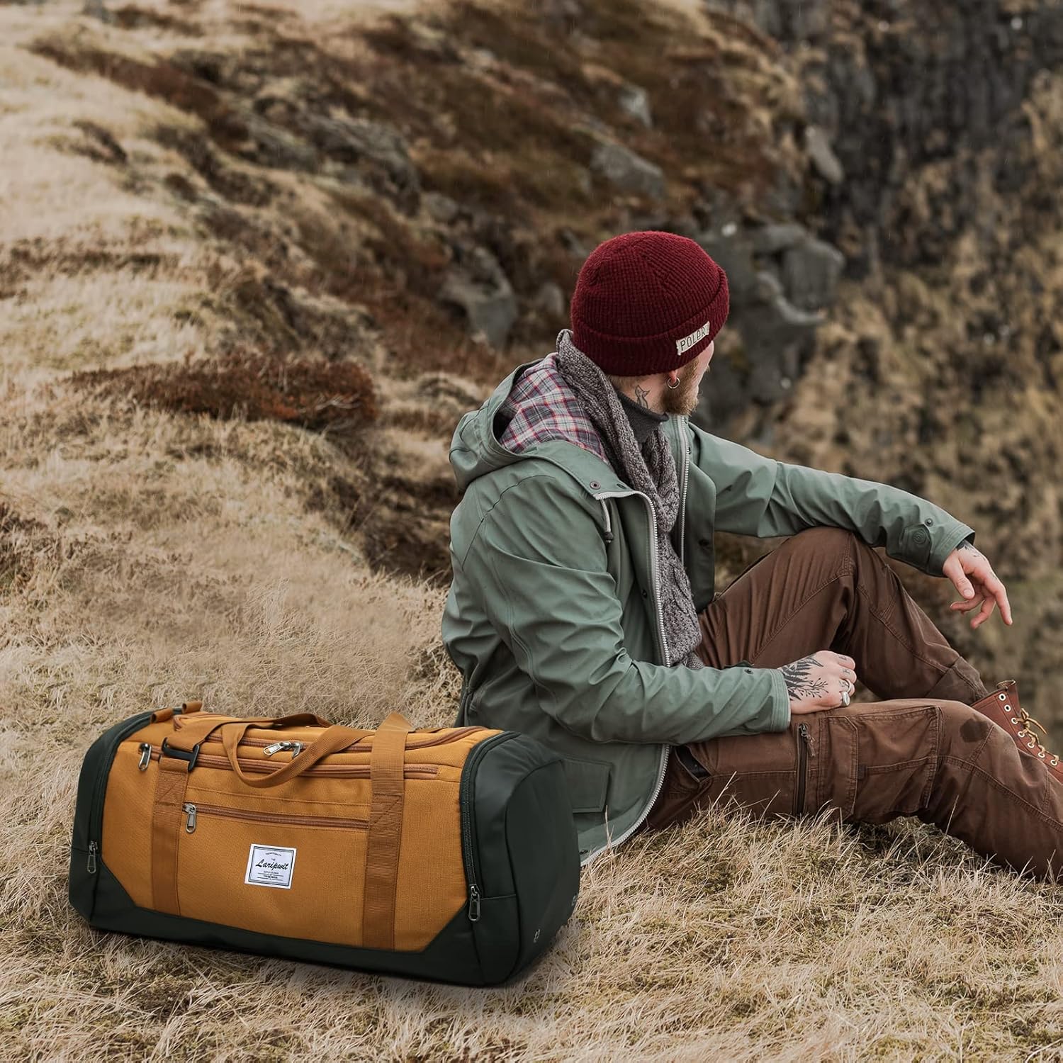 Thumbnail 1 de Laripwit 40L Travel Duffle Bag, Khaki, with Wet Pocket and Shoe Compartment