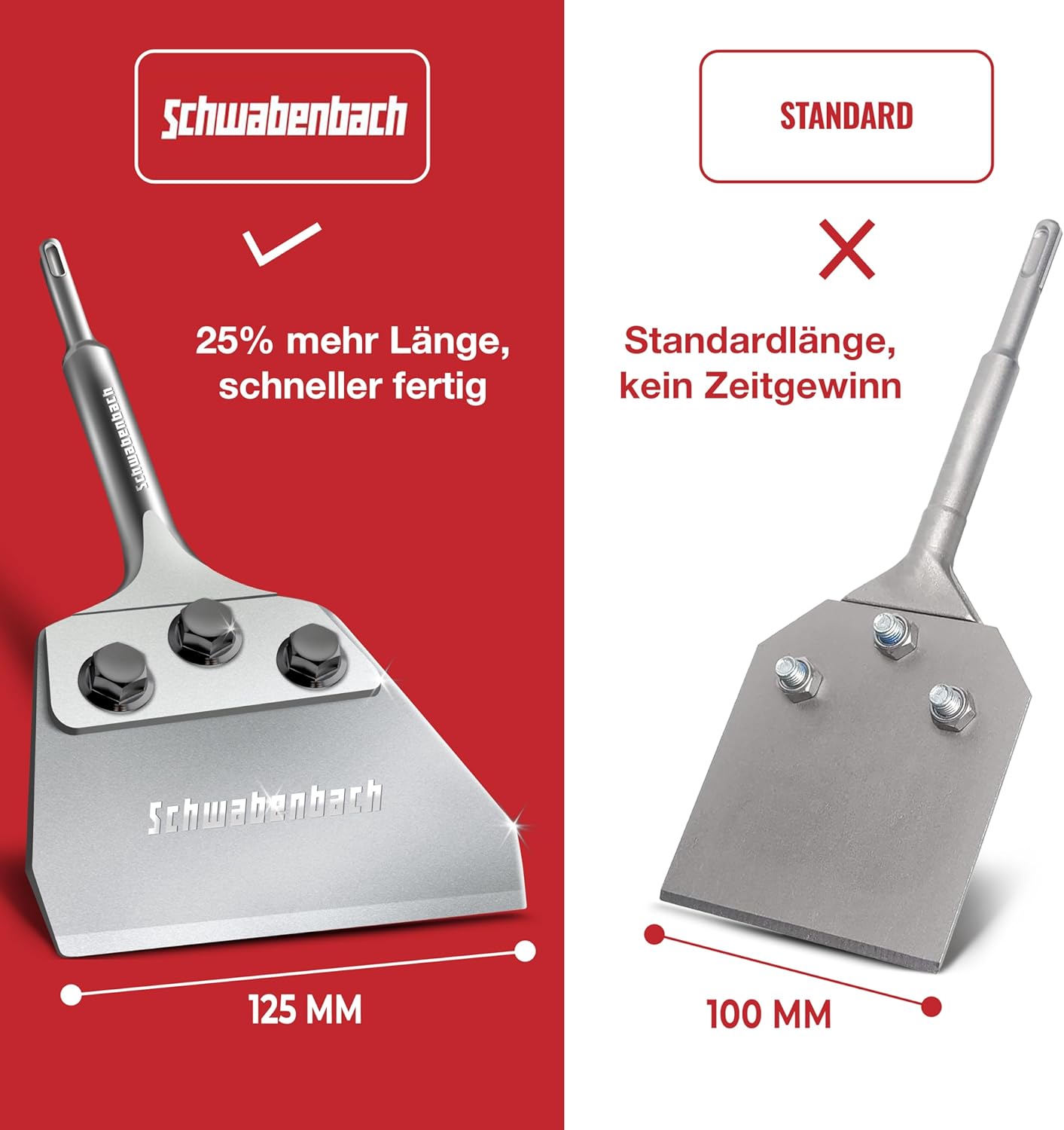 Thumbnail 3 de SCHWABENBACH Verbesserter Spachtelmeißel SDS-Plus 125 x 250 mm (Flachmeißel, inkl. Ersatzklinge) – Bodenschaber zum Entfernen von Belägen