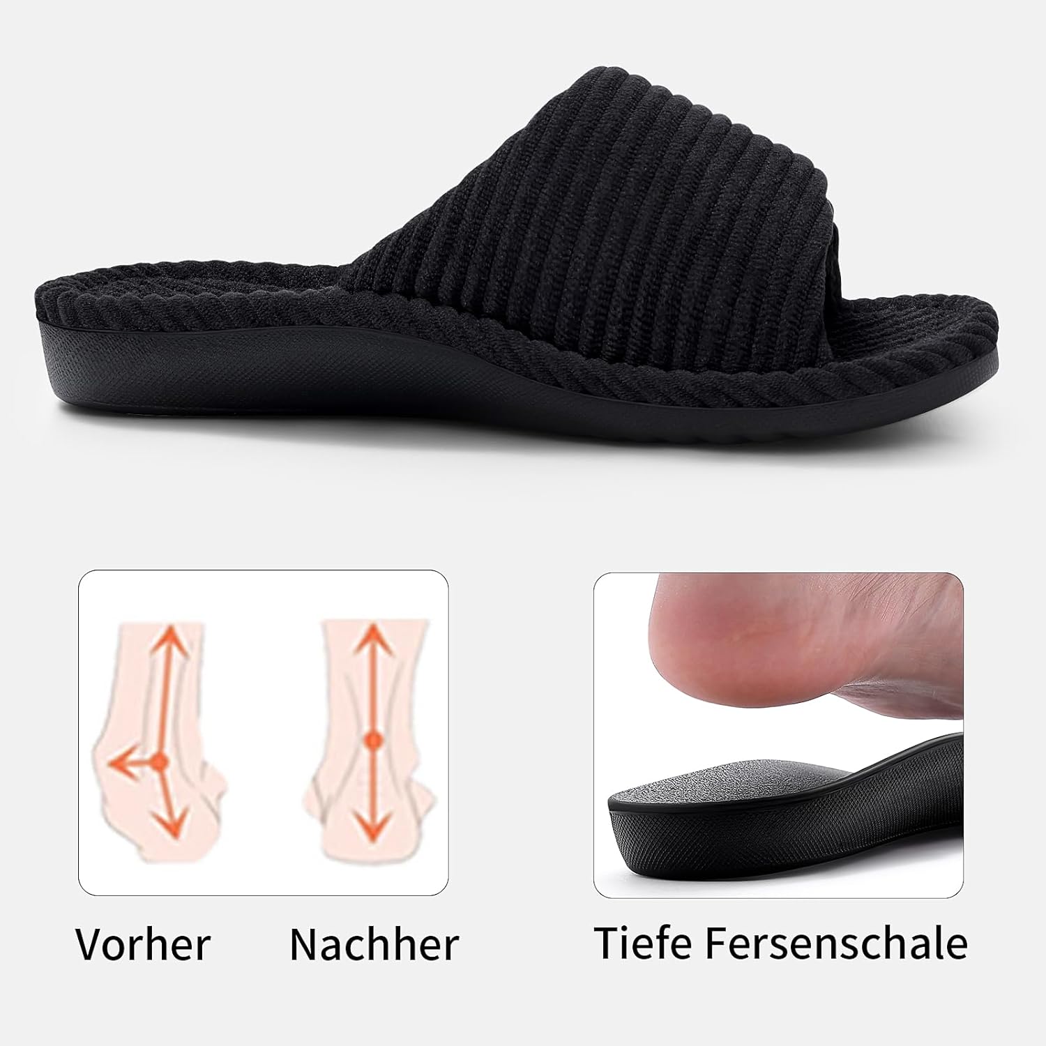 Detalle de Litfun Orthopädische Damen Hausschuhe Memory Foam