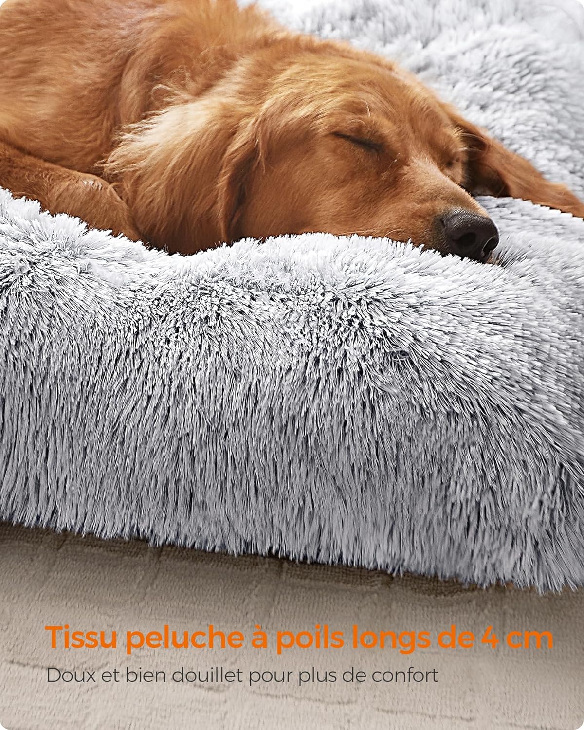 Detalle de Feandrea Panier pour Chien – Canapé et Lit pour Animaux 140 x 100 cm, Rembourrage Moelleux et Tissu Peluche