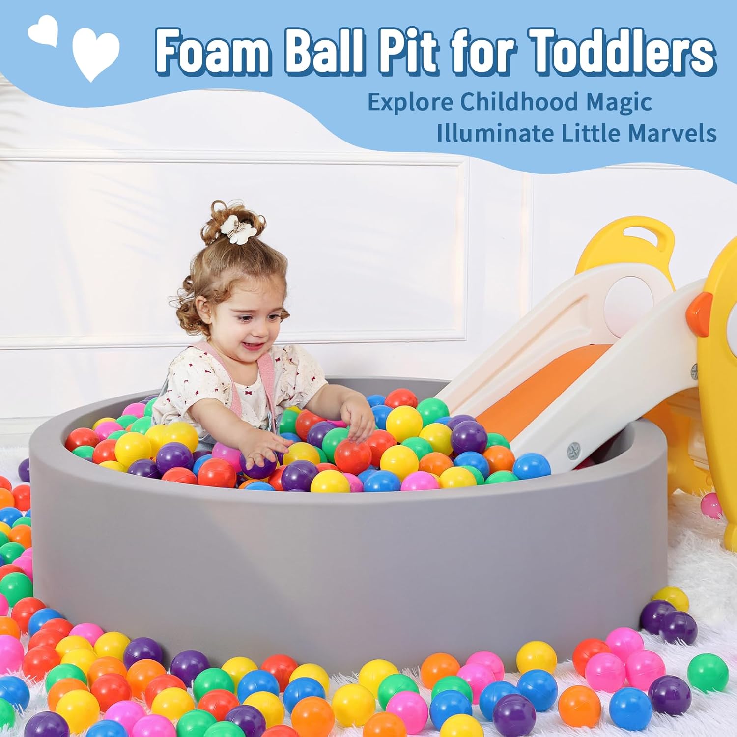 Thumbnail 4 de Foam Ball Pit for Toddlers with 200 Balls, Memory Sponge Kids Playpen (33.5 in) for Indoor/Outdoor Play