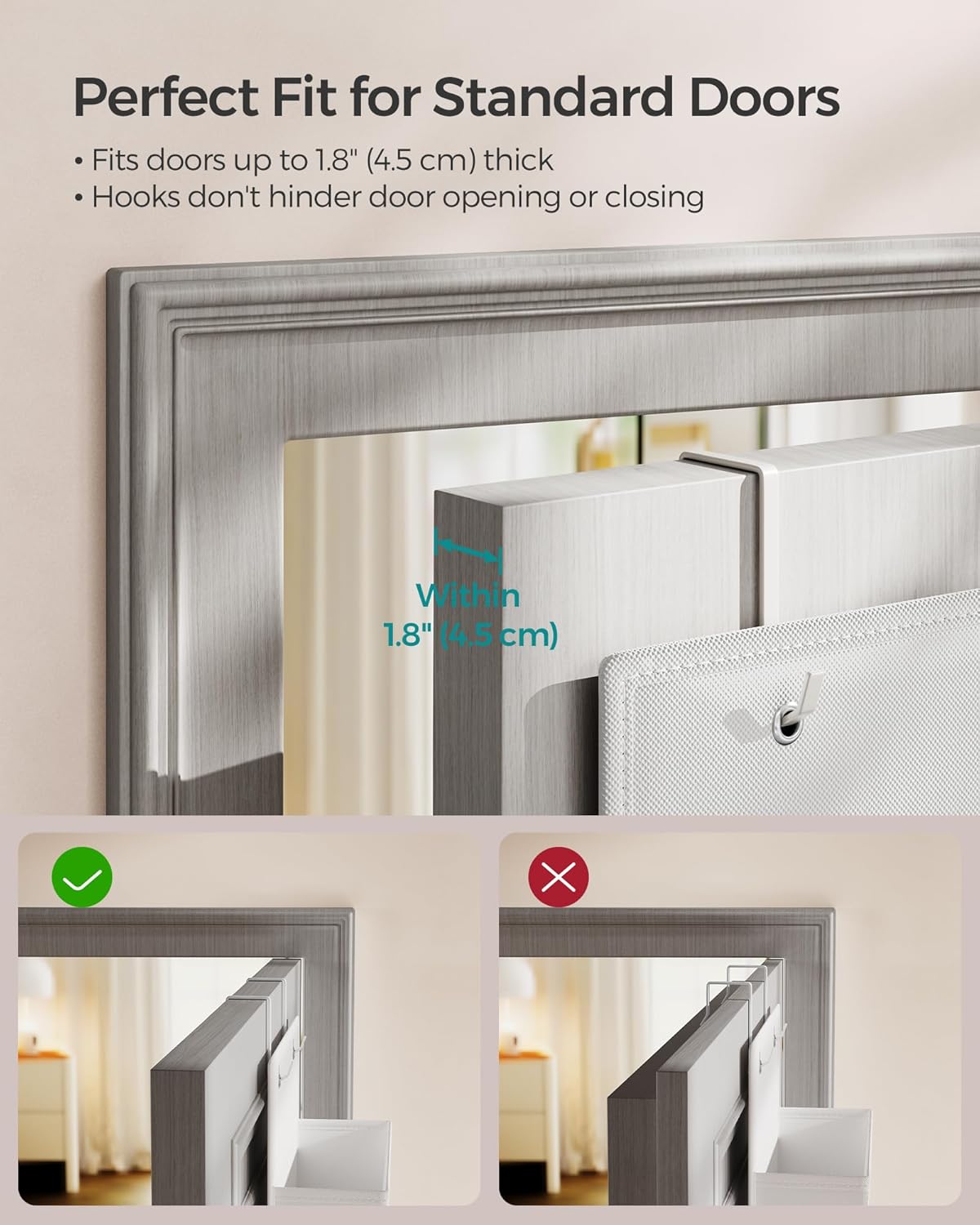 Thumbnail 5 de SONGMICS Over Door Storage Organiser RDH004W01 (Cloud White) with 4 pockets