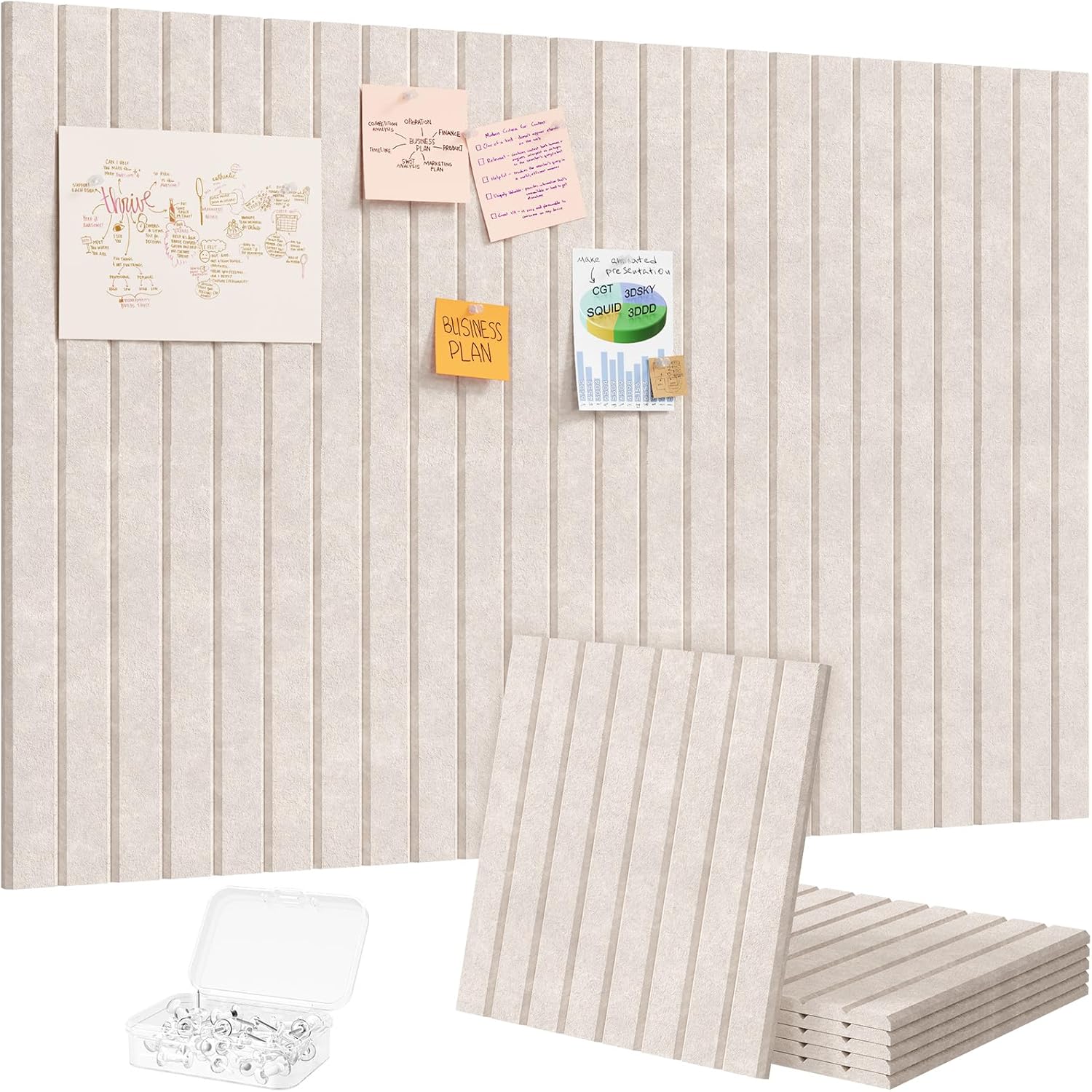 Lifewit Filz Pinnwand 120 x 90 cm selbstklebend (12er-Set) inkl. 50 Pinnnadeln – beige Vision Board