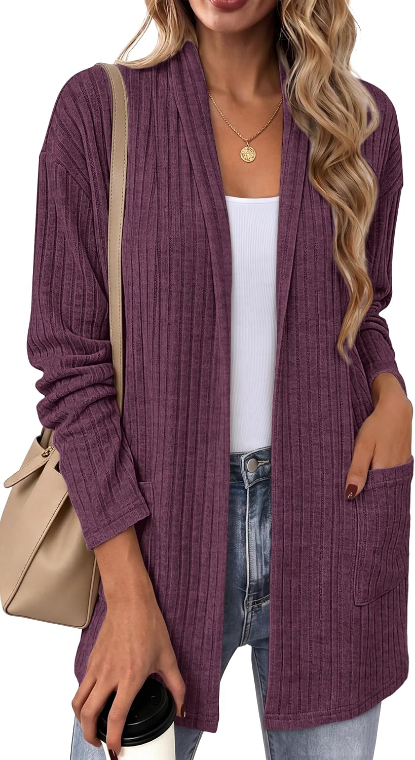 Detalle 2 de OFEEFAN Women's Cardigan Sweater, Polyester Blend