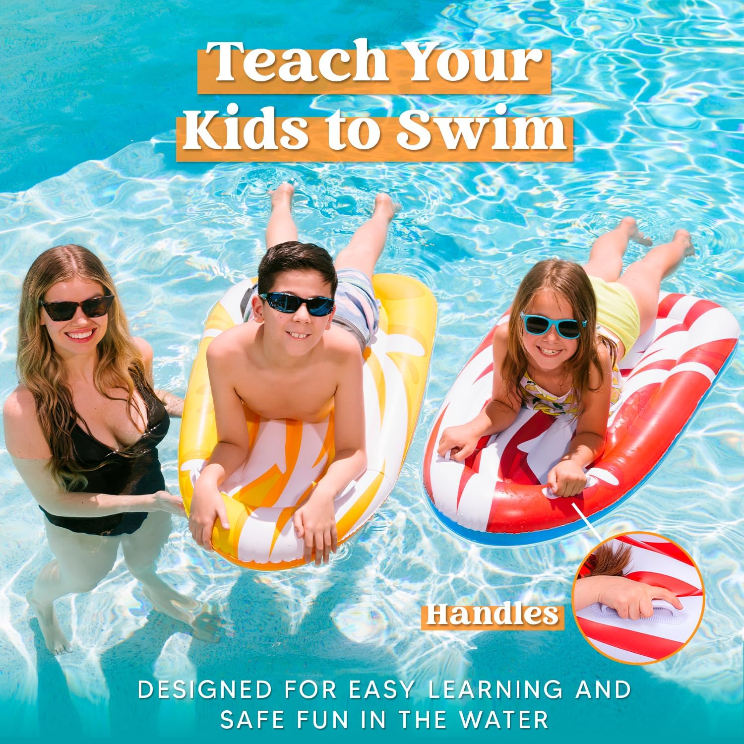 Detalle de JOYIN 2 Pack Inflatable Body Boards for Water Slides – learn-to-swim pool float boards for kids