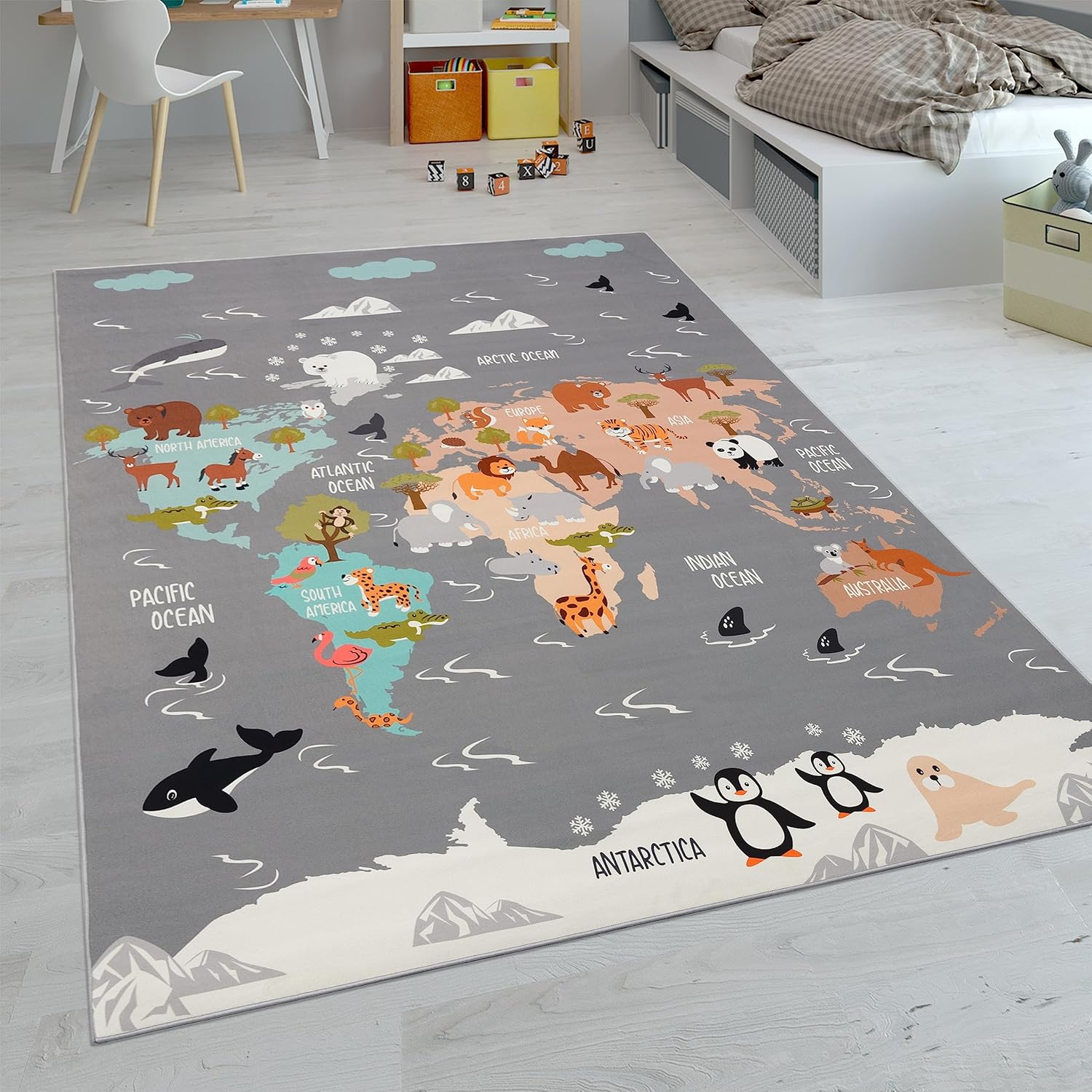 Detalle 2 de Paco Home Tapis Enfant Rond 200 cm – Beige 3, Antidérapant et Confortable