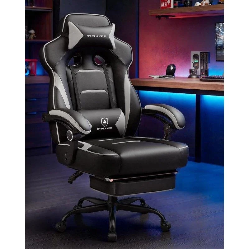 Thumbnail 2 de GTPLAYER silla gaming ergonómica, hasta 180 kg, reclinable a 155° y gris