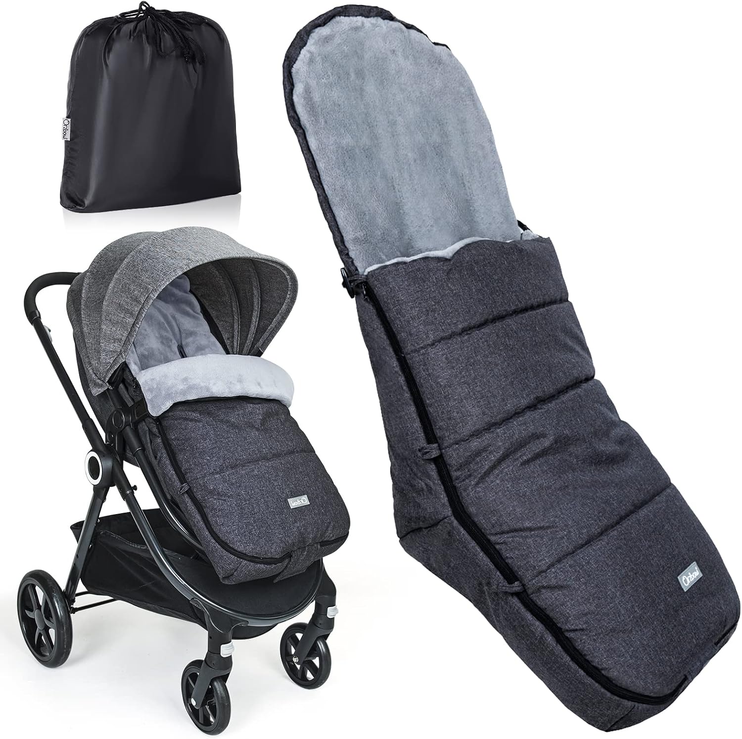 Thumbnail 5 de Orzbow Universal Footmuff for Pushchair Large Dark Grey 🧷