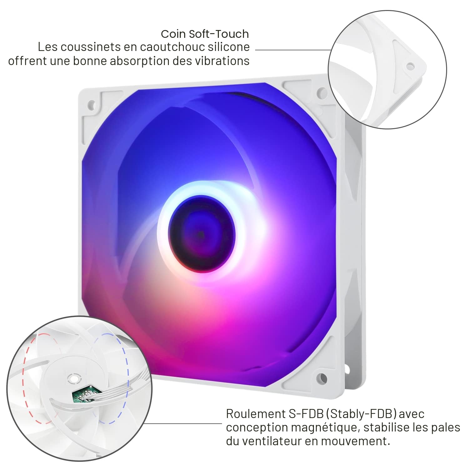 Detalle 2 de Thermalright TL-C12CW-S X3 — Ventilateur de CPU 120 mm ARGB, silencieux, pack de 3