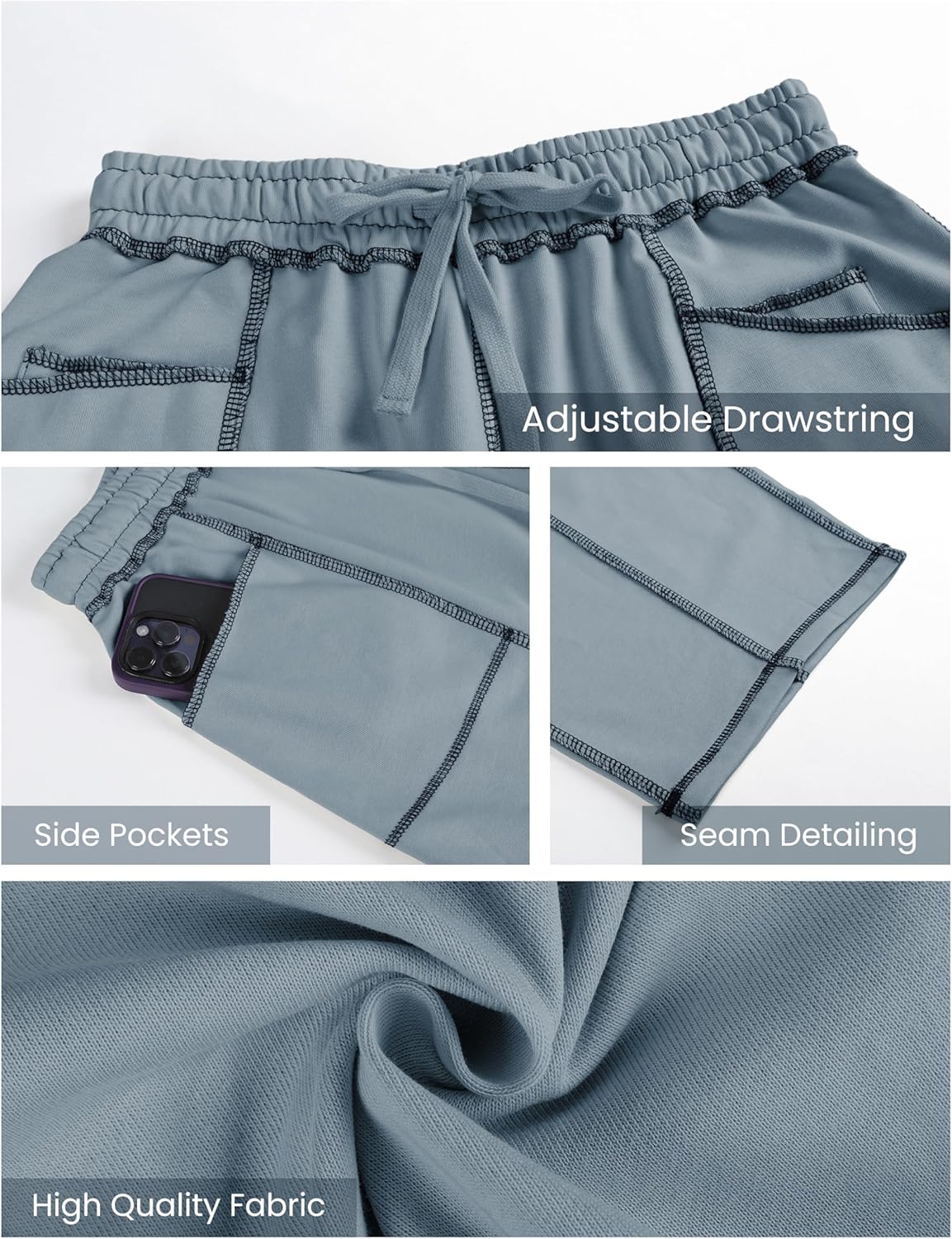 Detalle de Athlisan Women’s Baggy Barrel Pants Wide-Leg Lounge Sweatpants with Pockets