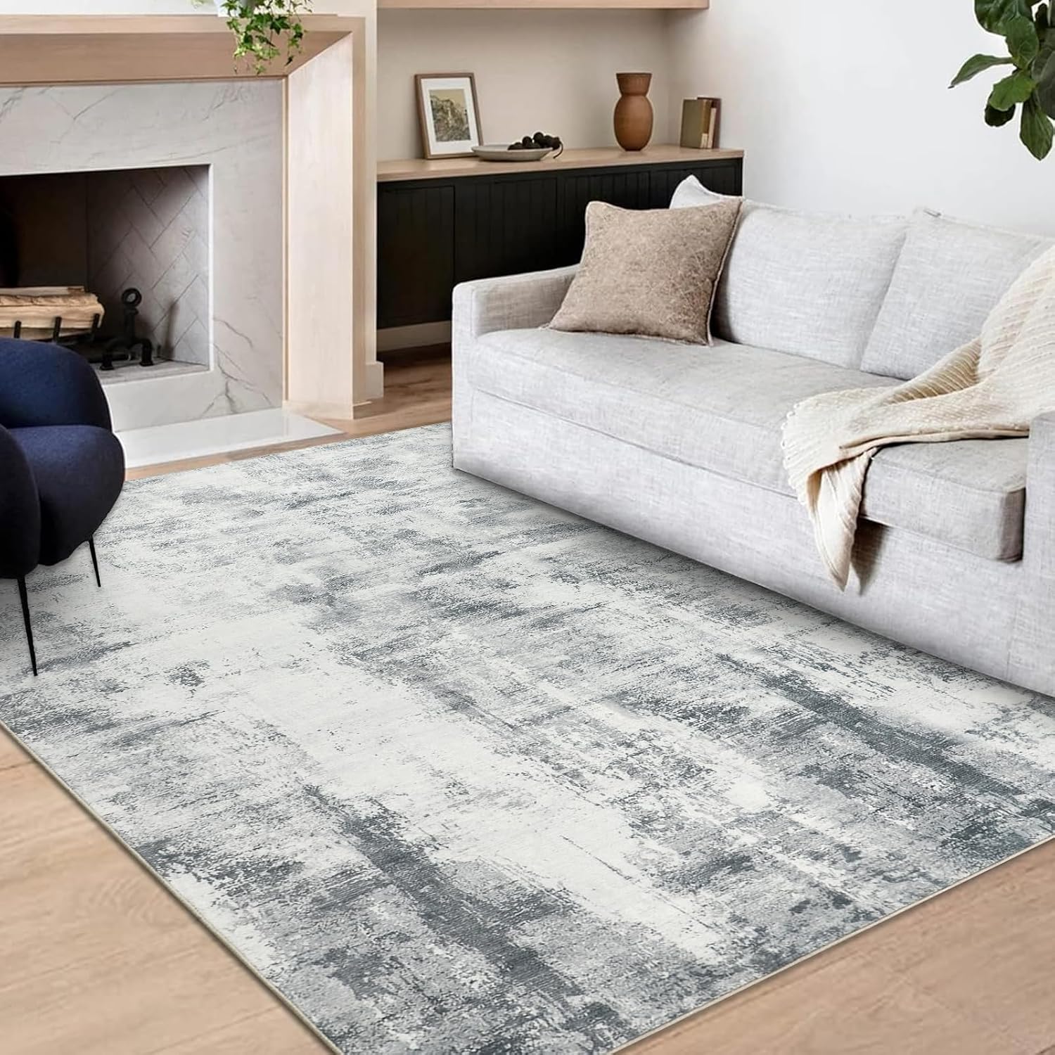 Detalle 1 de Famibay Alfombra Salón 120x170cm Gris Suave y Antideslizante 🏡