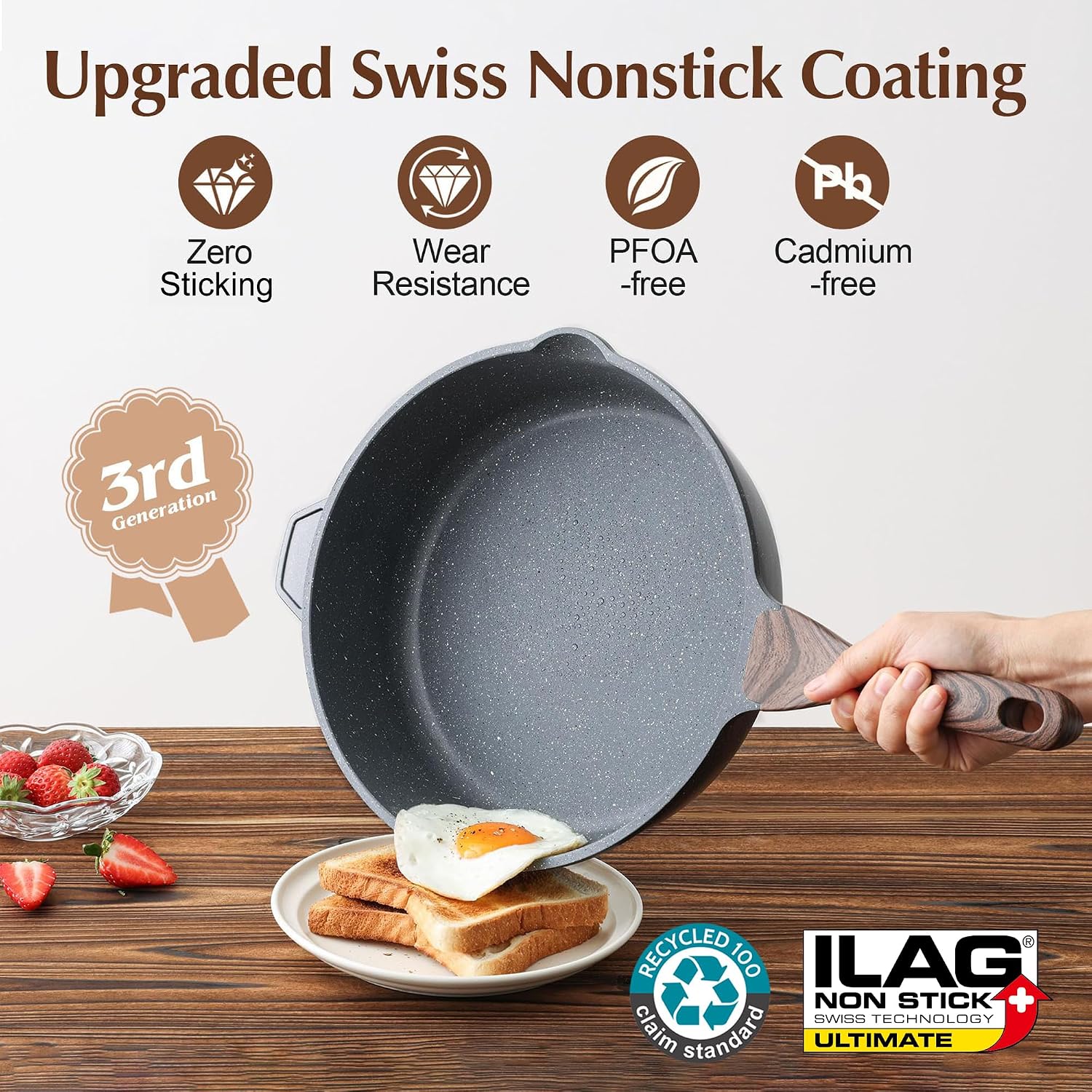 Detalle 2 de SENSARTE 11-inch Nonstick Deep Frying Pan