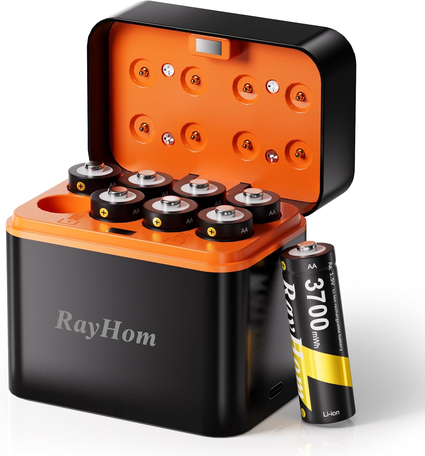 Detalle de RayHom AA 1.5V 3700mWh,PJ-L811 Rechargeable Lithium Batteries with Charger