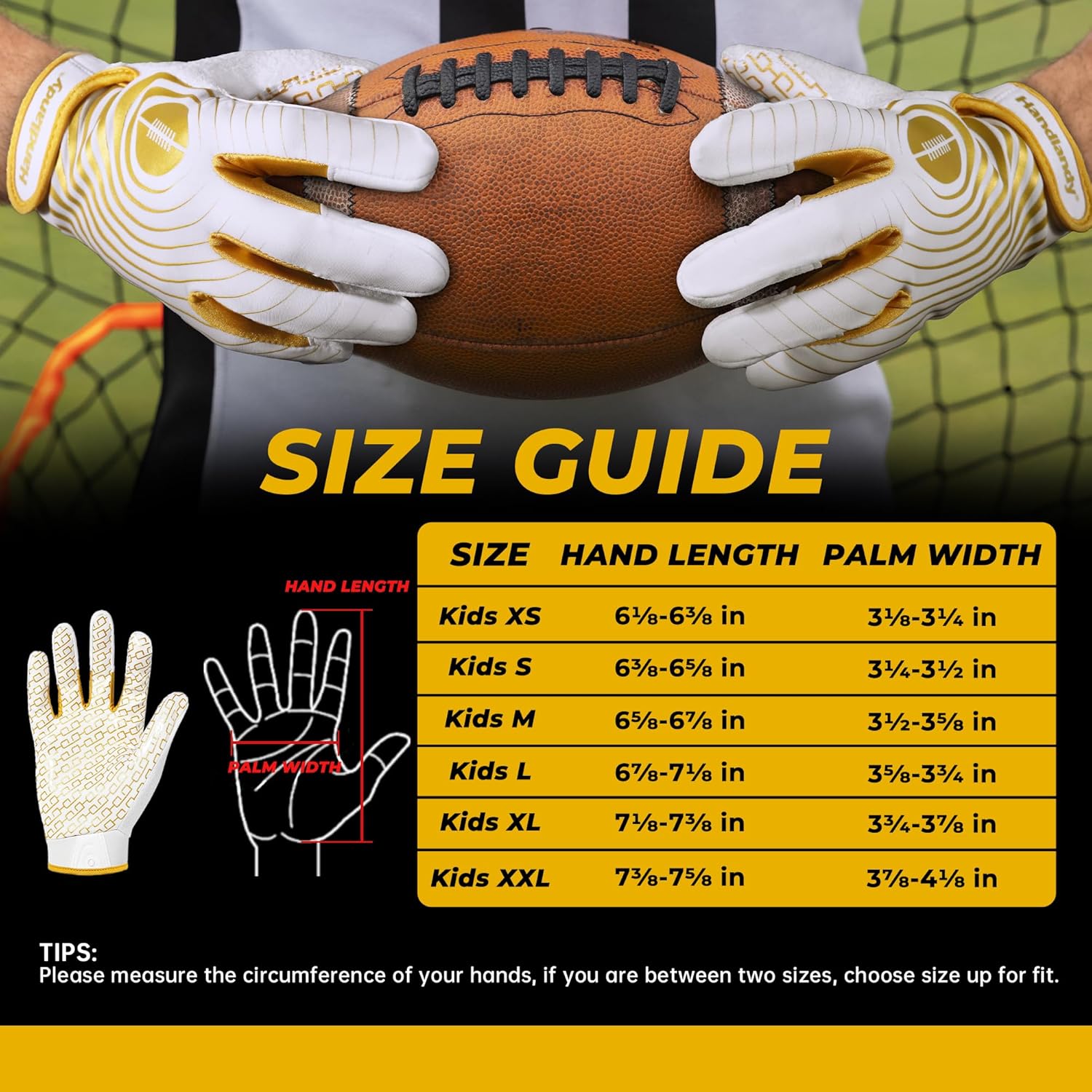 Thumbnail 1 de HANDLANDY Youth Football Gloves for Kids Sticky Receiver Grip