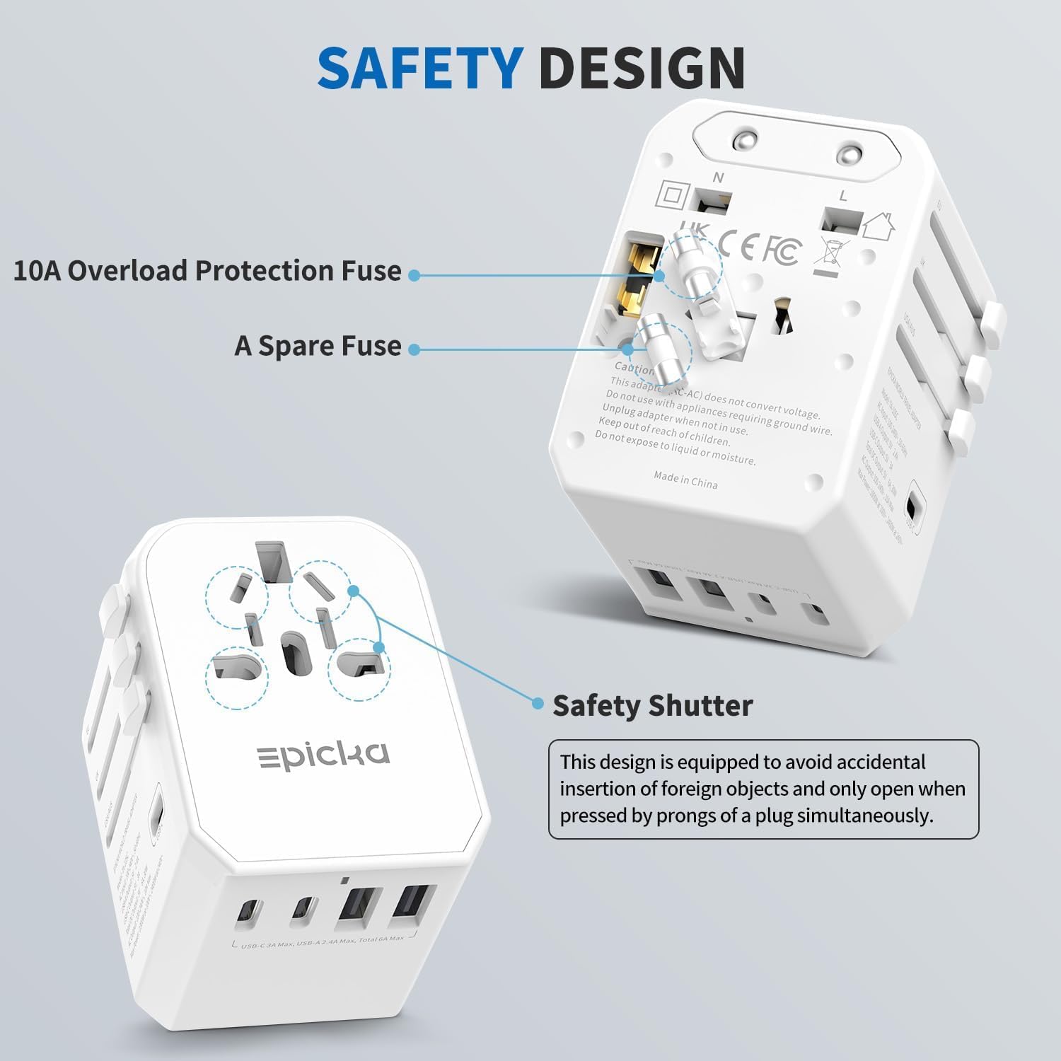 Detalle 2 de EPICKA Reiseadapter Weltweit 30 W TA-105C