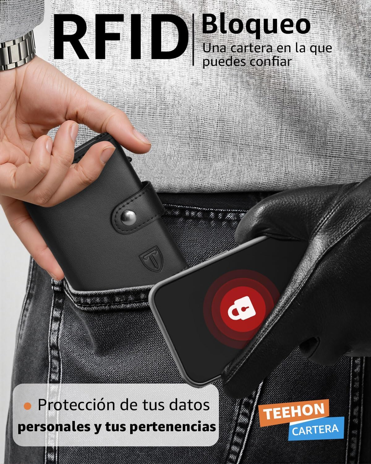 Thumbnail 3 de TEEHEON Cartera RFID en Cuero Sintético Negro