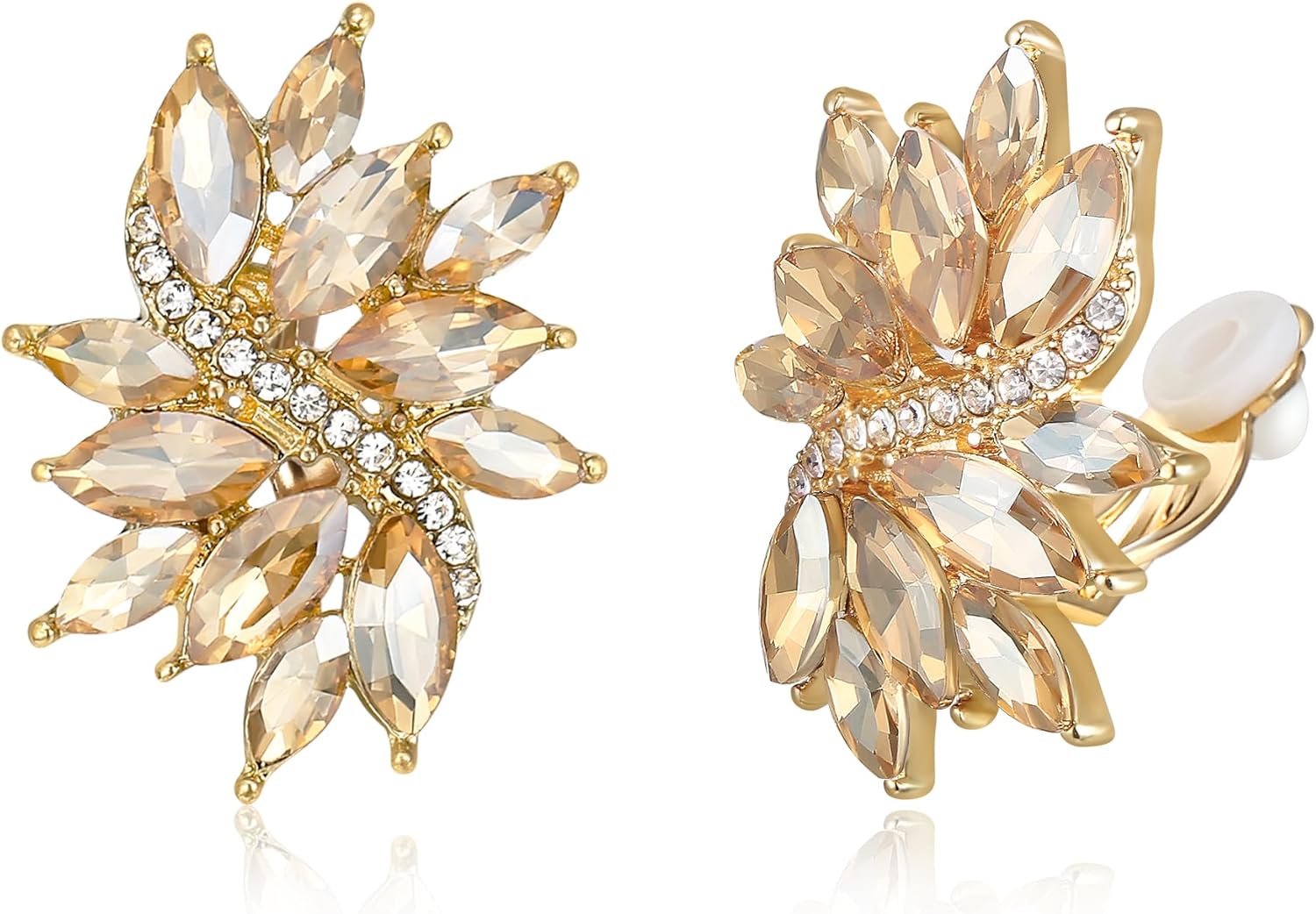 Thumbnail 6 de Ever Faith Femme Marquise CZ Boucles d'oreilles percé – Floral Feuille Stud