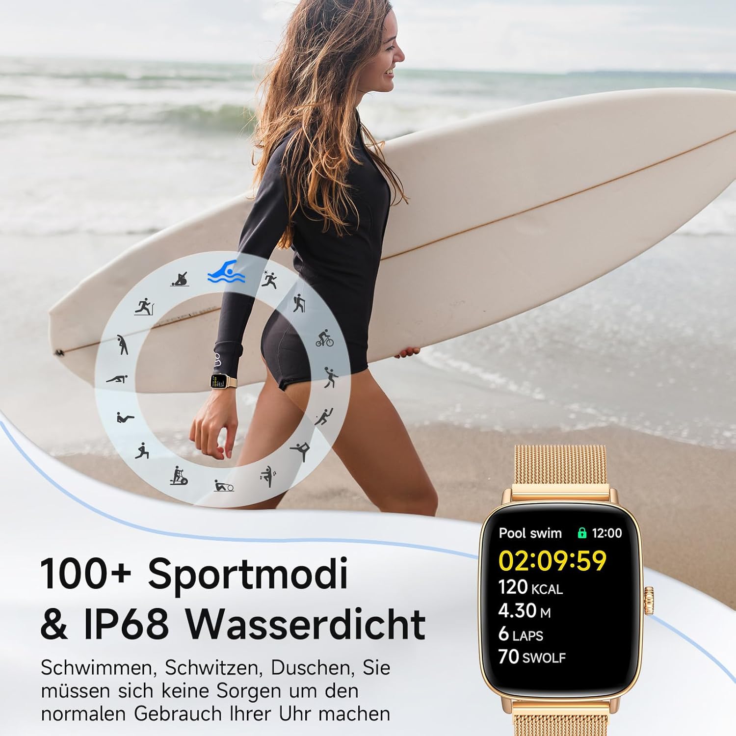 Detalle 2 de aeac Smartwatch Damen 1,85" HD