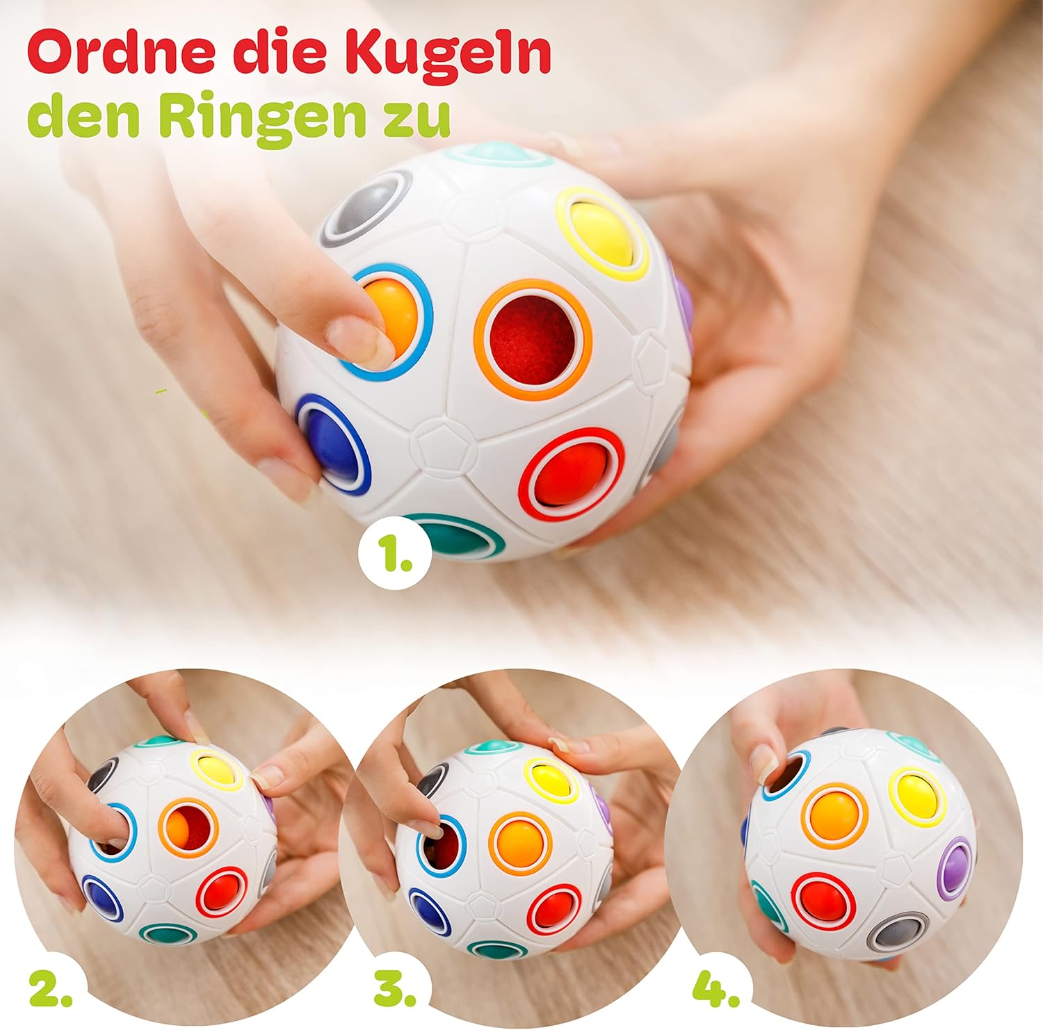 Thumbnail 2 de CUBIDI® Original Regenbogenball mit 19 Kugeln – 3D-Kugellabyrinth-Brainteaser für Kinder & Erwachsene ab 4 Jahren