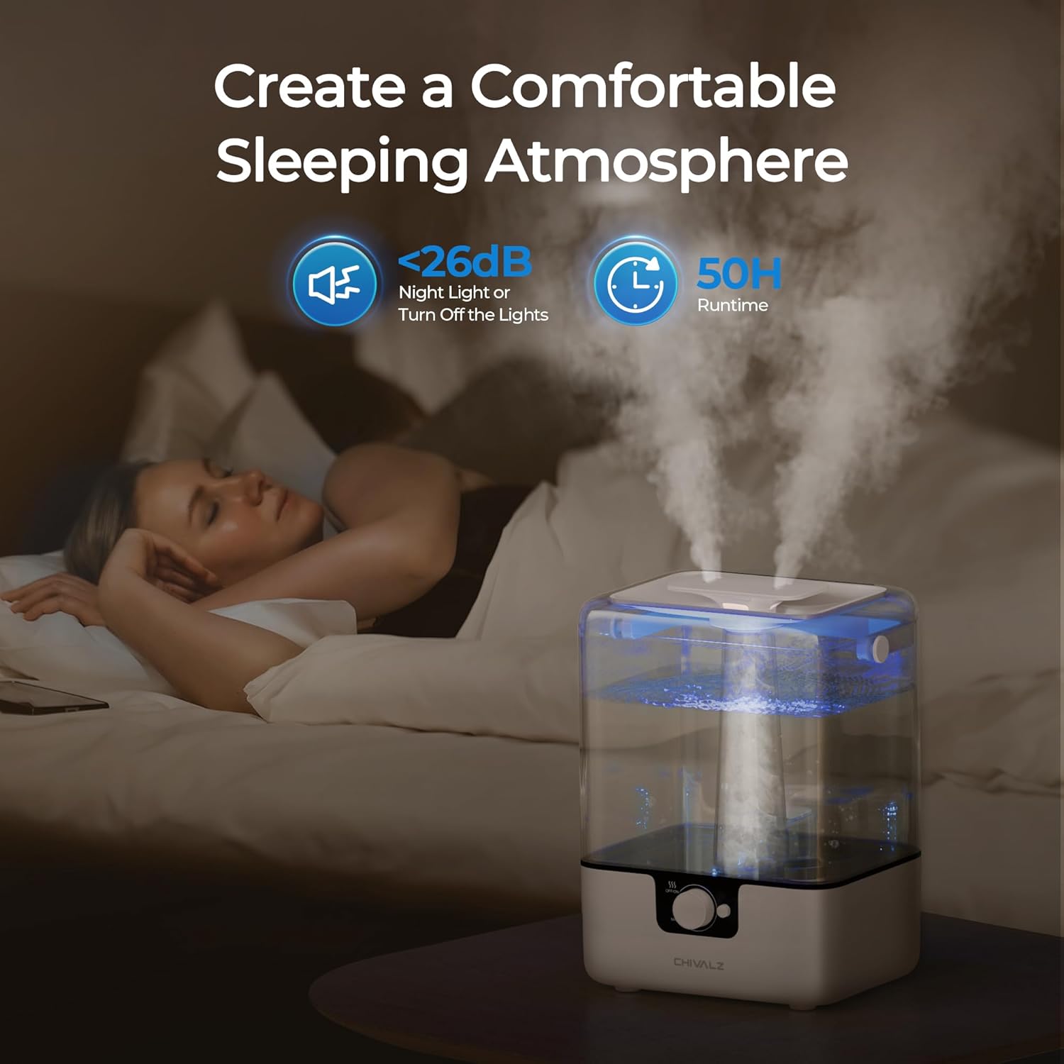 Detalle de CHIVALZ Humidifier 6L Cool Mist for Bedroom