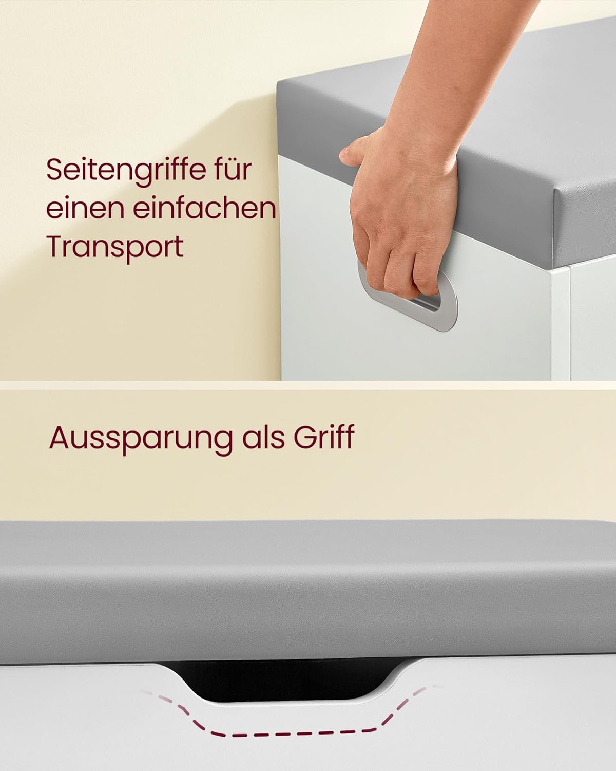 Detalle 2 de VASAGLE Schuhbank mit Sitzfläche LHS030W01 – gepolsterte Sitzbank mit offenem Stauraum
