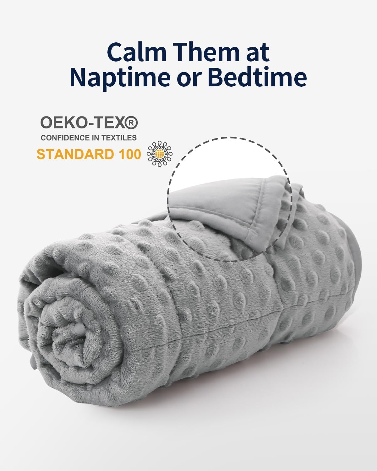 Detalle de Mr. Sandman Weighted Blanket 3LBS (36 x 48 in) – Grey, Minky Dots with Glass Beads