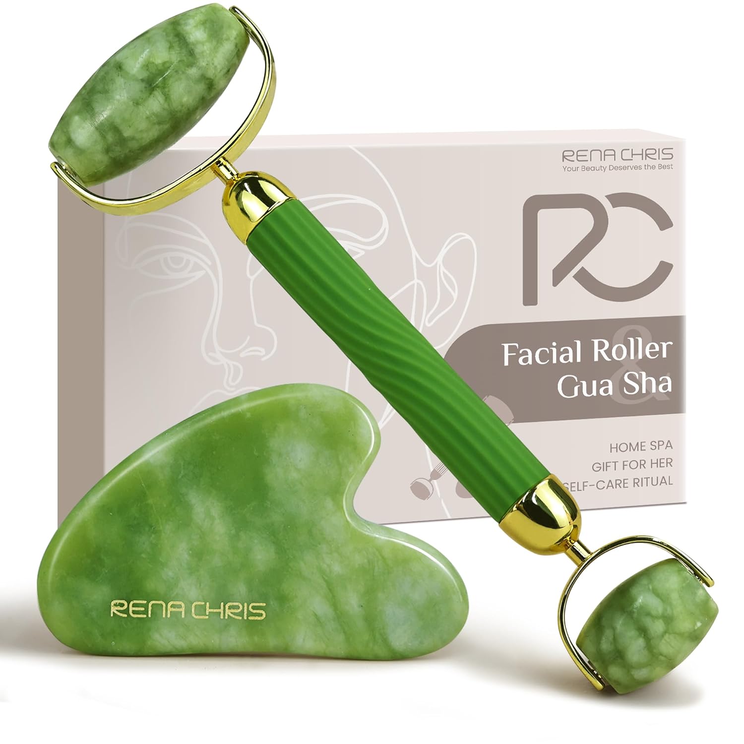 Rena Chris Jade Gua Sha Set