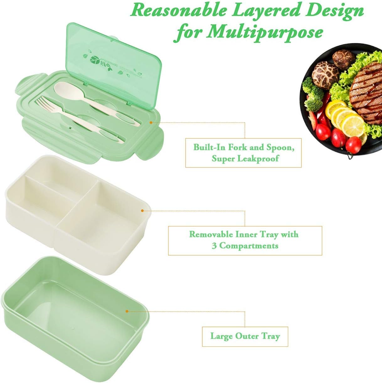 Thumbnail 2 de BIBURY Fiambrera Infantil con Compartimentos, a prueba de fugas 🥪