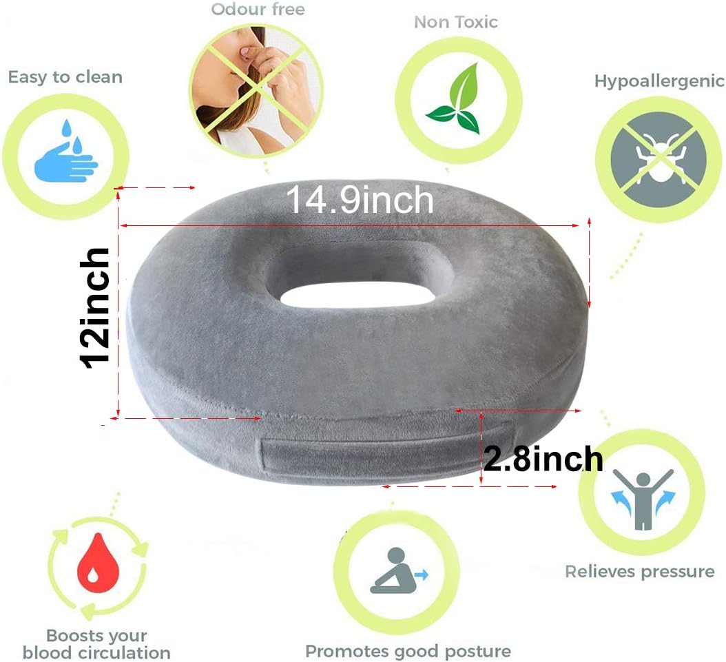Detalle de Ecosafeter Orthopedic Ring Memory Foam Cushion for Coccyx Pain 🍑