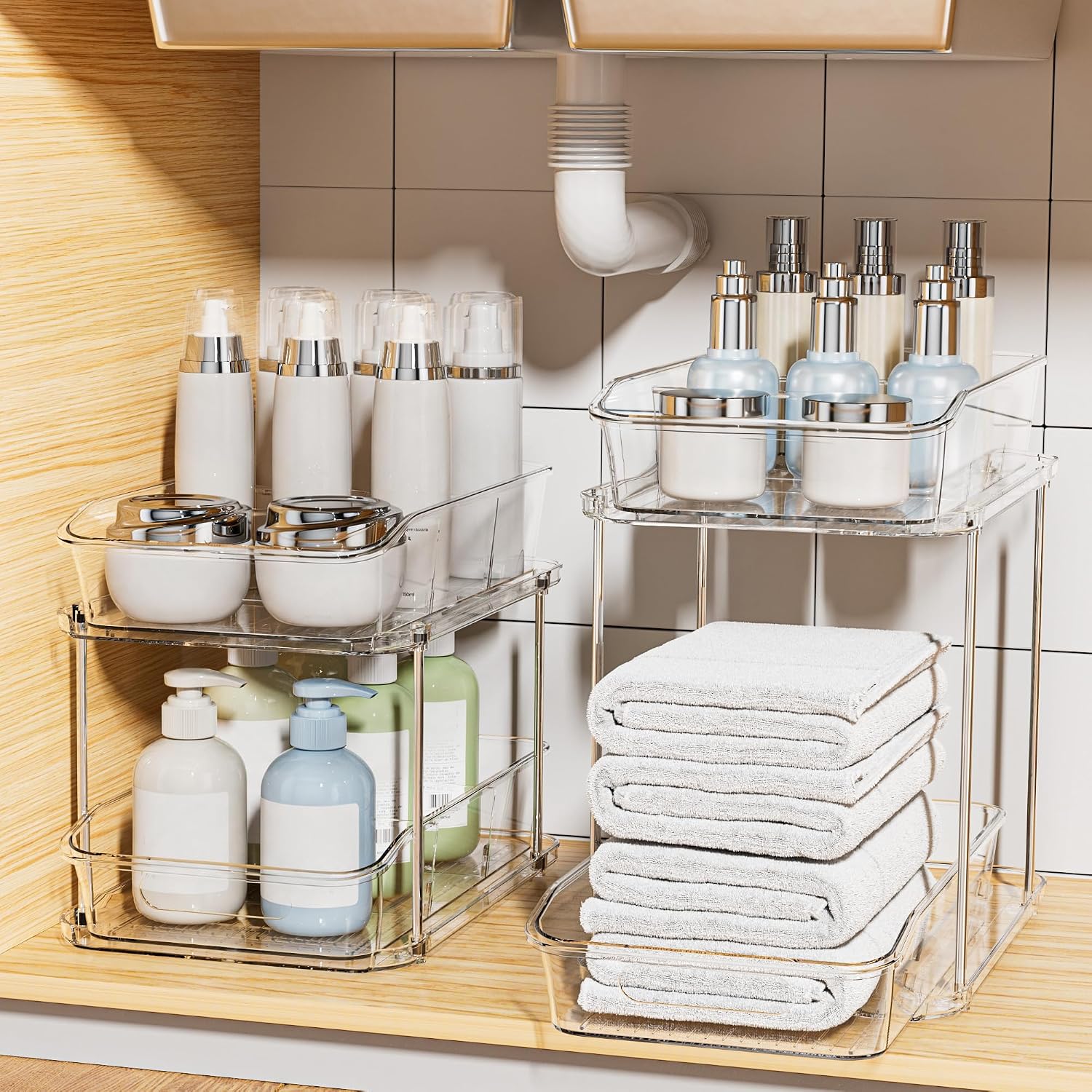 Detalle de Delamu 2-Tier Under Sink Organizers, 2-Pack ⚙