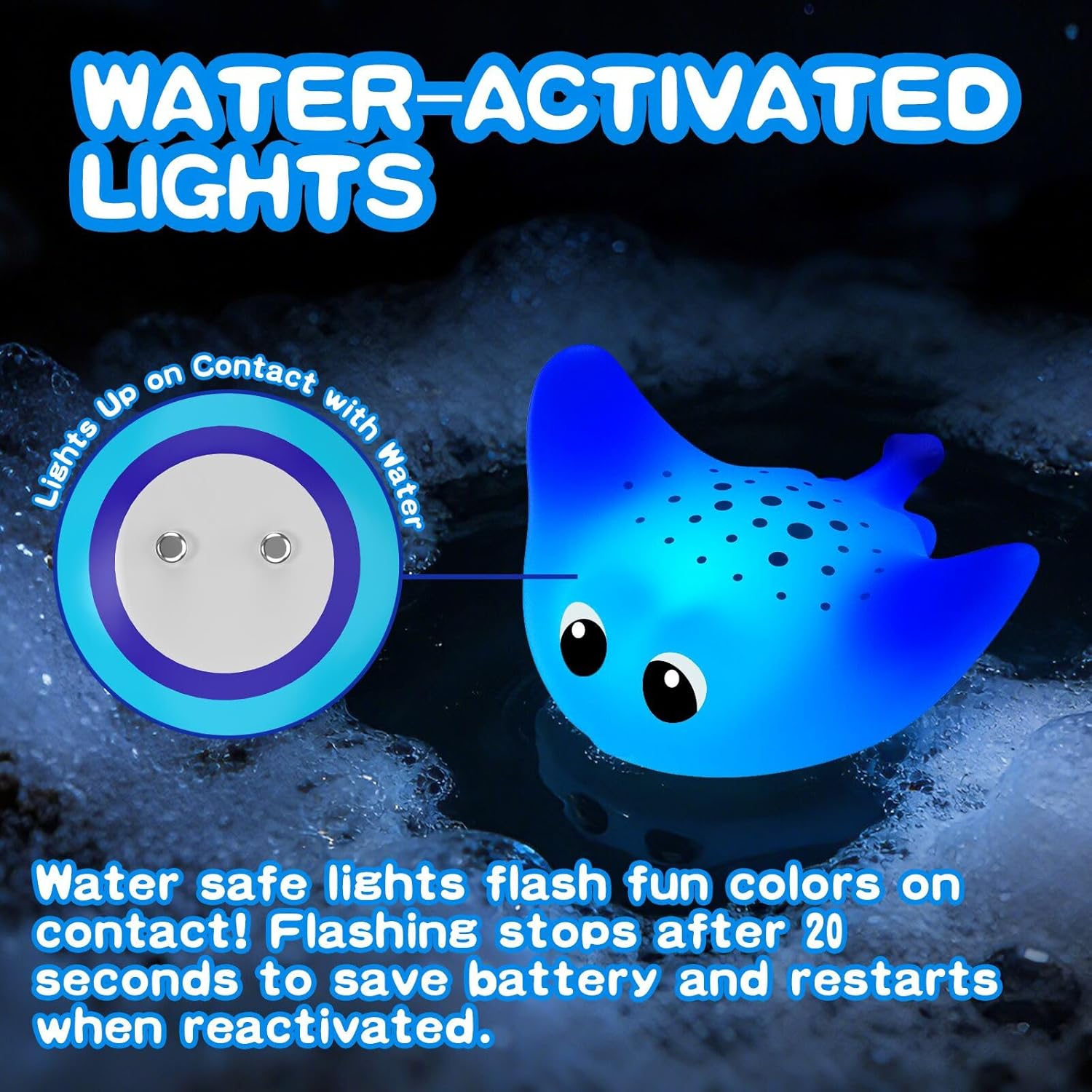 Thumbnail 1 de Light Up Bath Toys – Mold-Free No-Hole, Water-Activated LED Ocean Animal Bath Toys (Water Table/ Bathtub/ Shower)