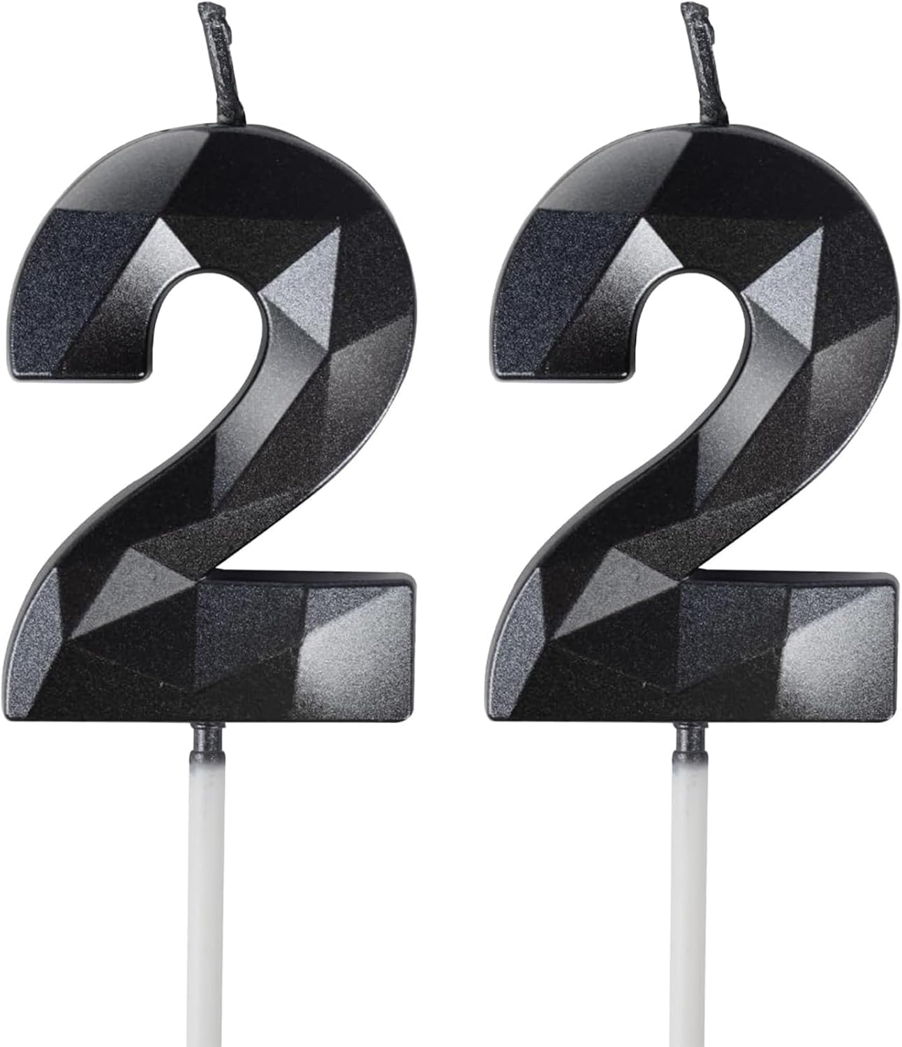 22nd Birthday Number 22 Black Cake Candles (2-pack) for Cake Topper Decoration
