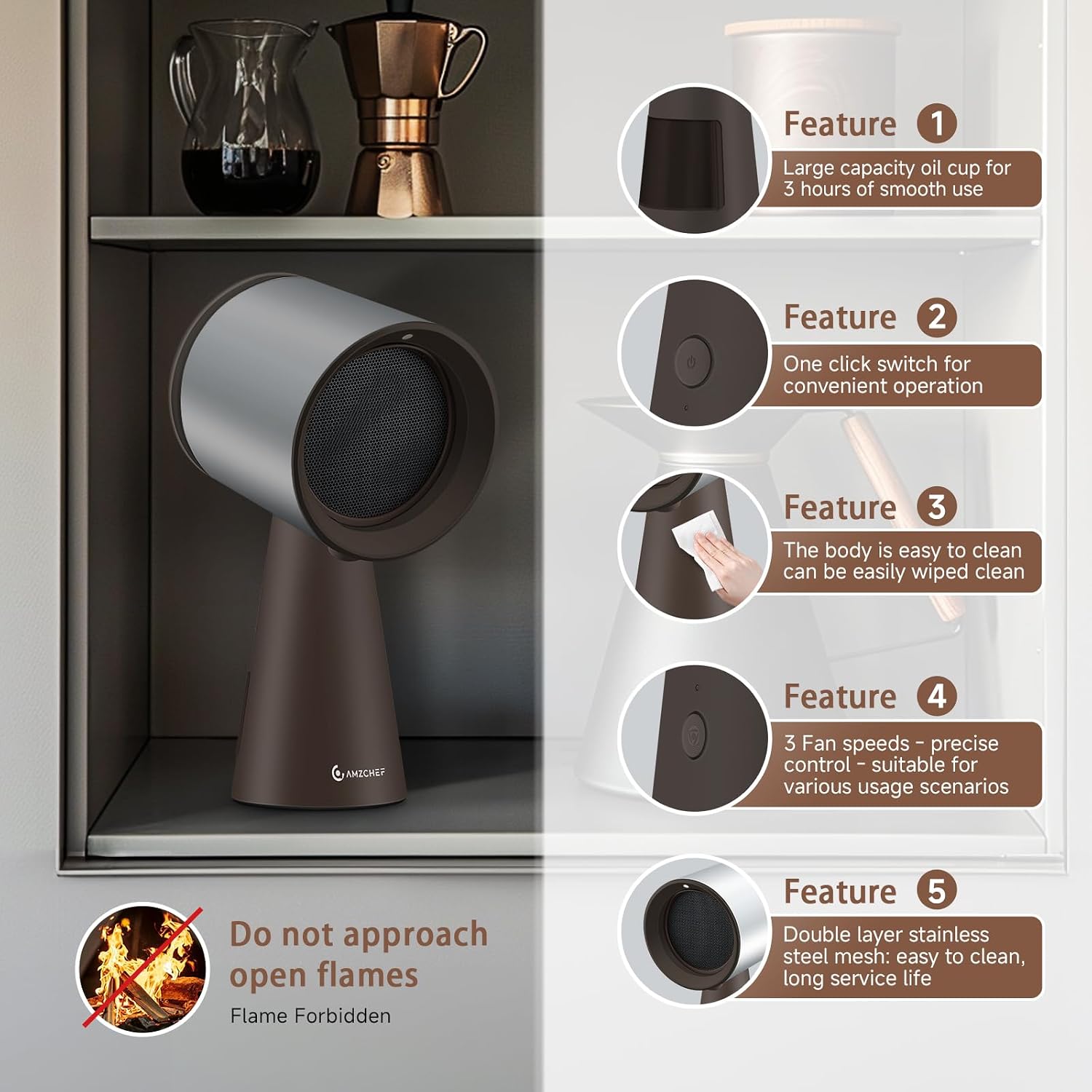 Thumbnail 5 de AMZCHEF Portable Range Hood, 3-Speed Fan with Light and 3-Stage Filtration