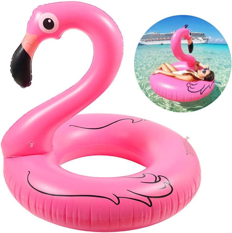 Detalle de Giant Pink Flamingo Pool Float for Adults by Ninonly — 47" Tall Inflatable Flamingo