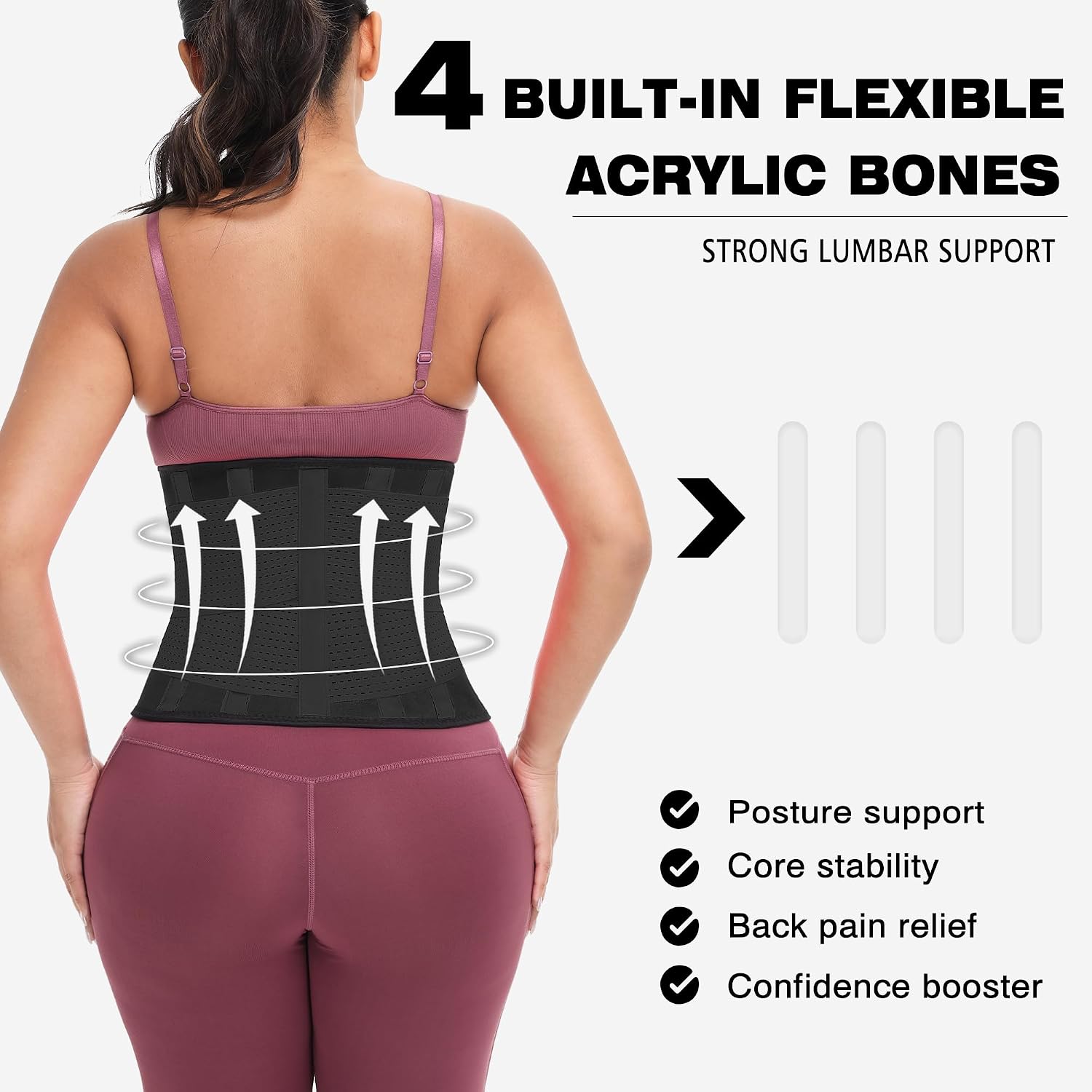 Detalle de VENUZOR Waist Trainer Belt with Adjustable Hook-and-Loop Closure
